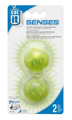 Catit Design Senses illuminated ball pack image highlights motion-activated play for cats.
