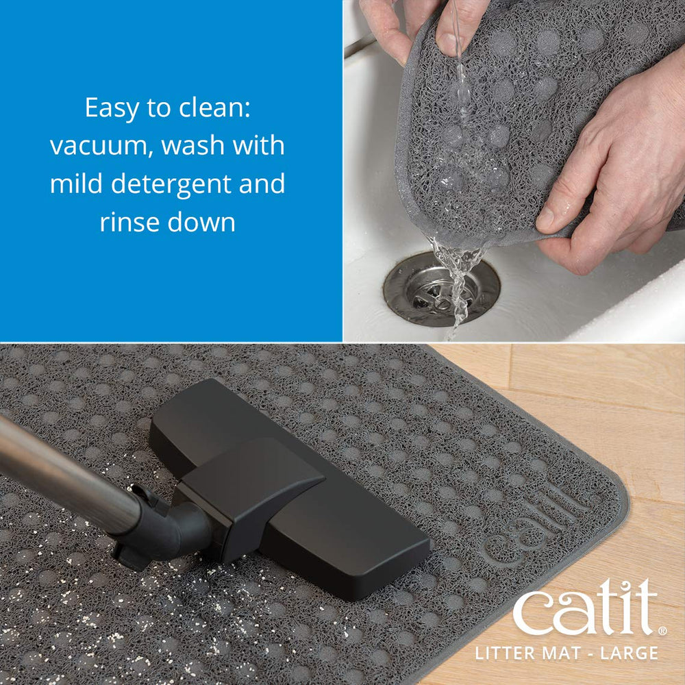 Catit Large Cat Litter Mat easy cleaning—shake, vacuum, or rinse