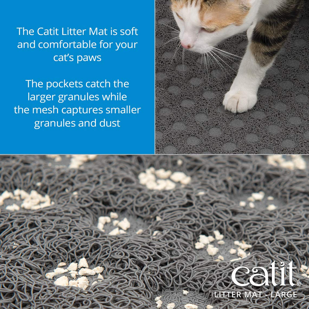 Catit Large Cat Litter Mat features non-slip backing to stay in place