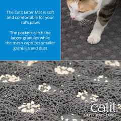 Catit Large Cat Litter Mat features non-slip backing to stay in place