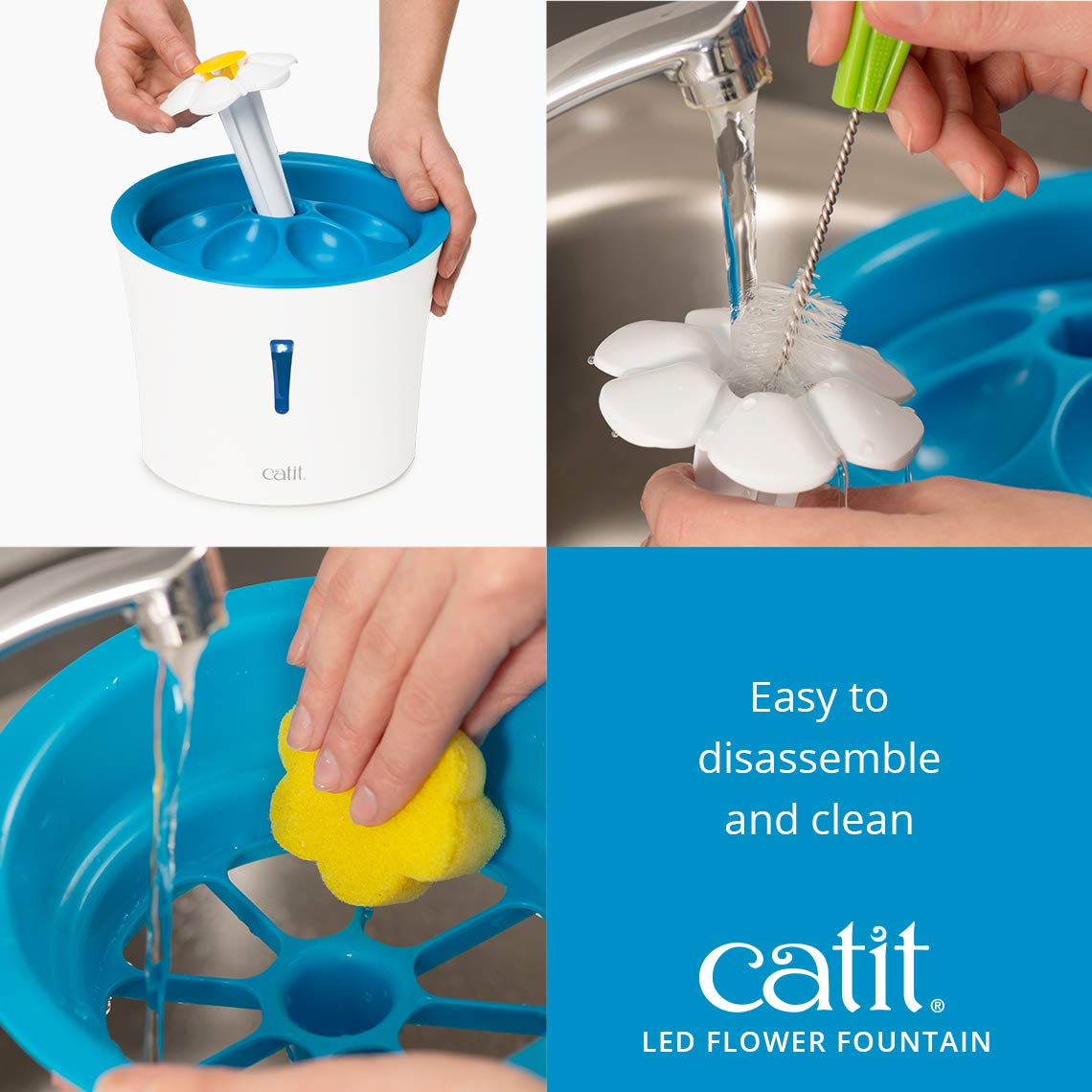Catit LED Flower Fountain BPA-free materials ensure water safety.