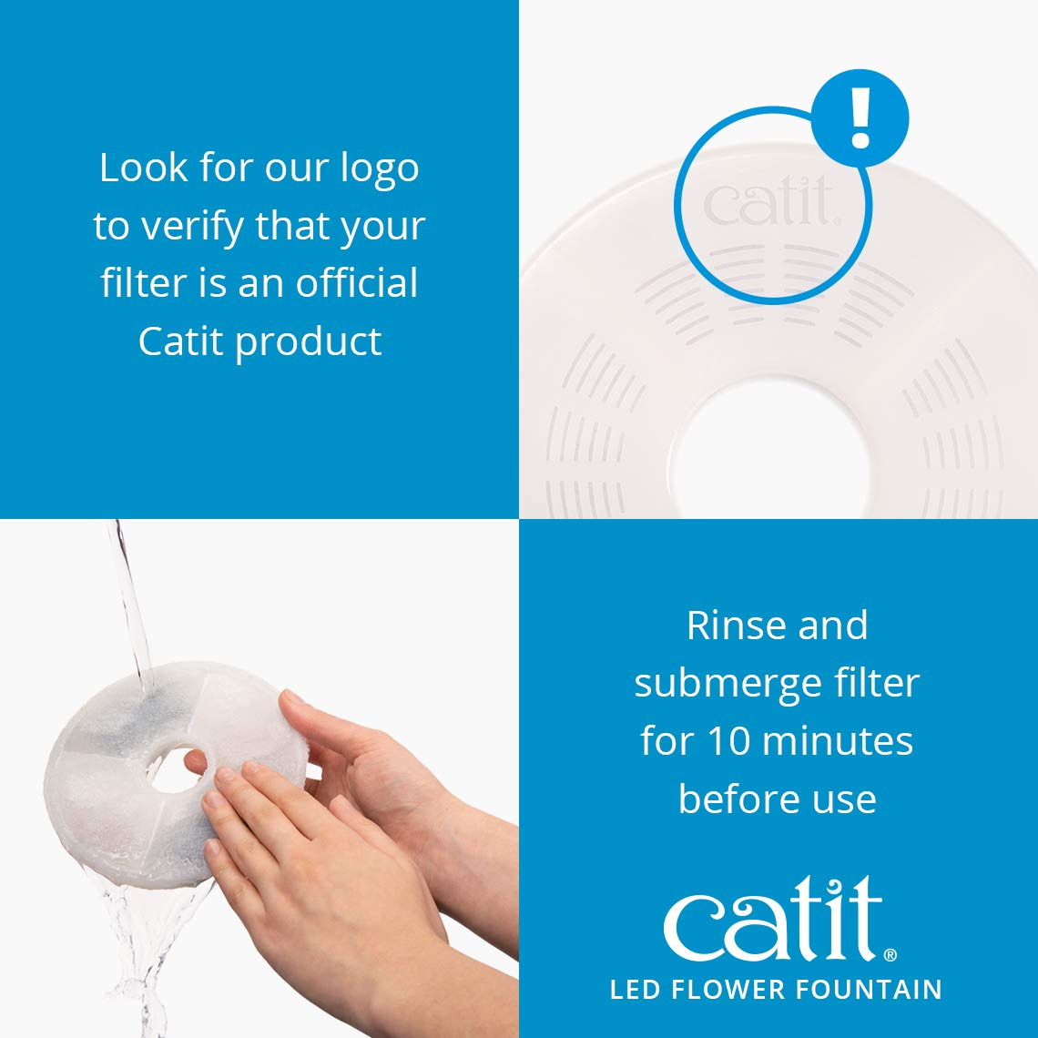 Catit LED Flower Fountain quiet, energy-efficient pump operates smoothly.