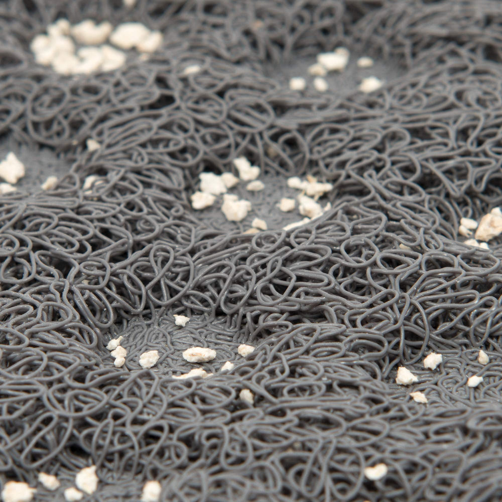 Catit Litter Mat in front of litter box area minimizes mess