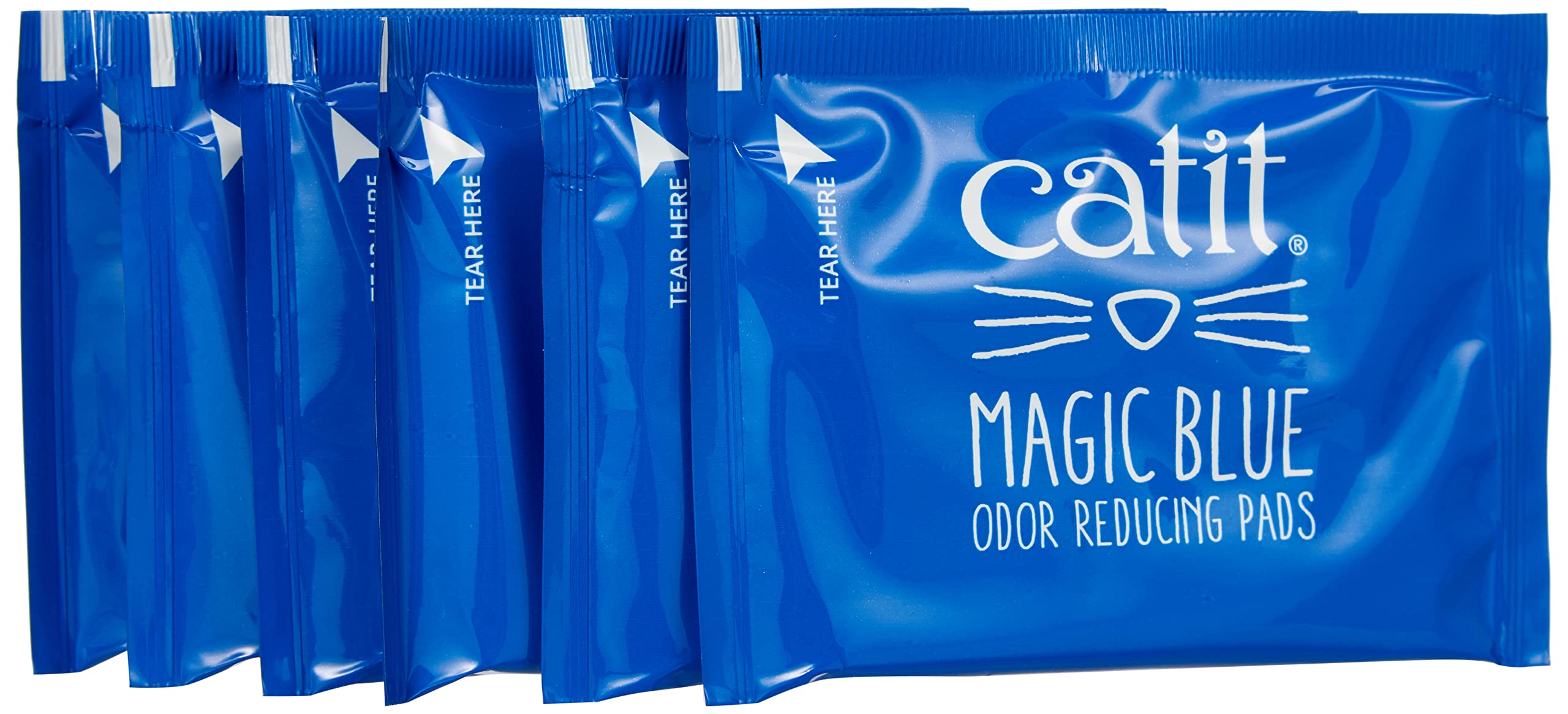 Catit Magic Blue foil pouch keeps pads fresh and effective for odor control.