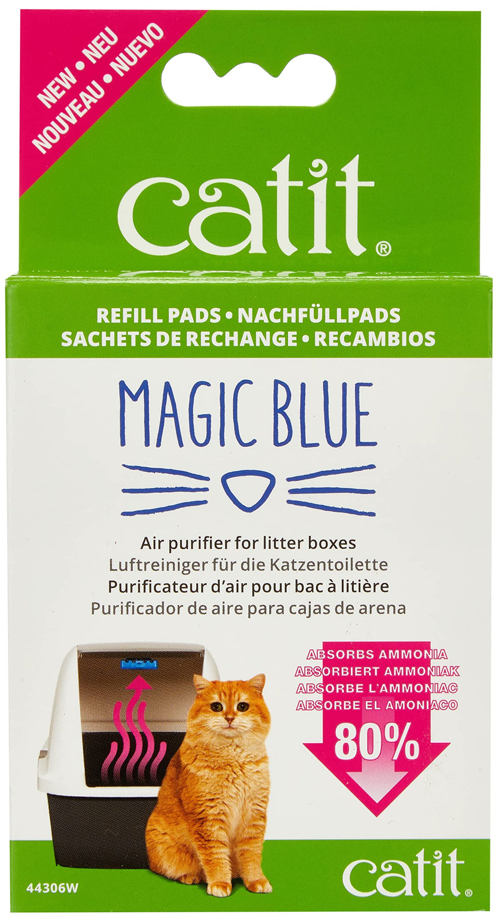 Catit Magic Blue refill pads pack helps maintain cleaner air around the litter area.