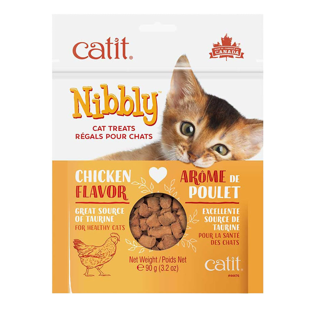 Catit Nibbly Crispy Treats Chicken with a crunchy bite for training rewards and taurine nutrition.