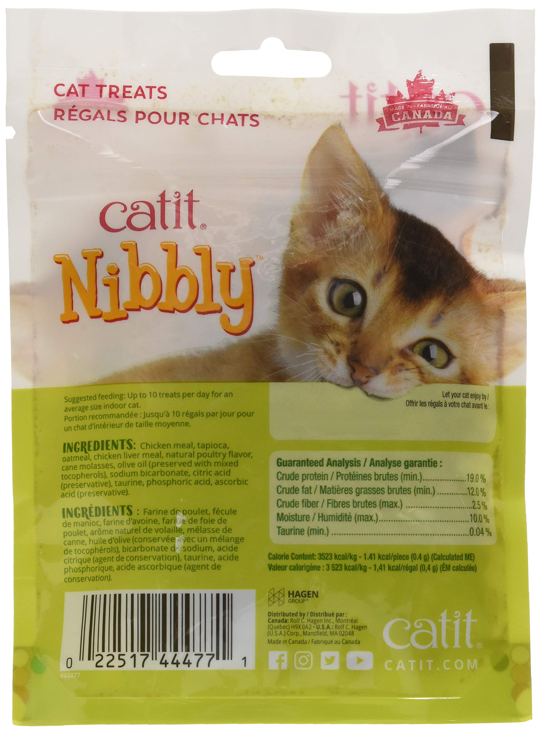 Catit Nibbly chicken liver close-up highlights meat-rich formula and crunch.