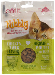 Catit Nibbly treats packaging front showing artisan-baked snack for cats.