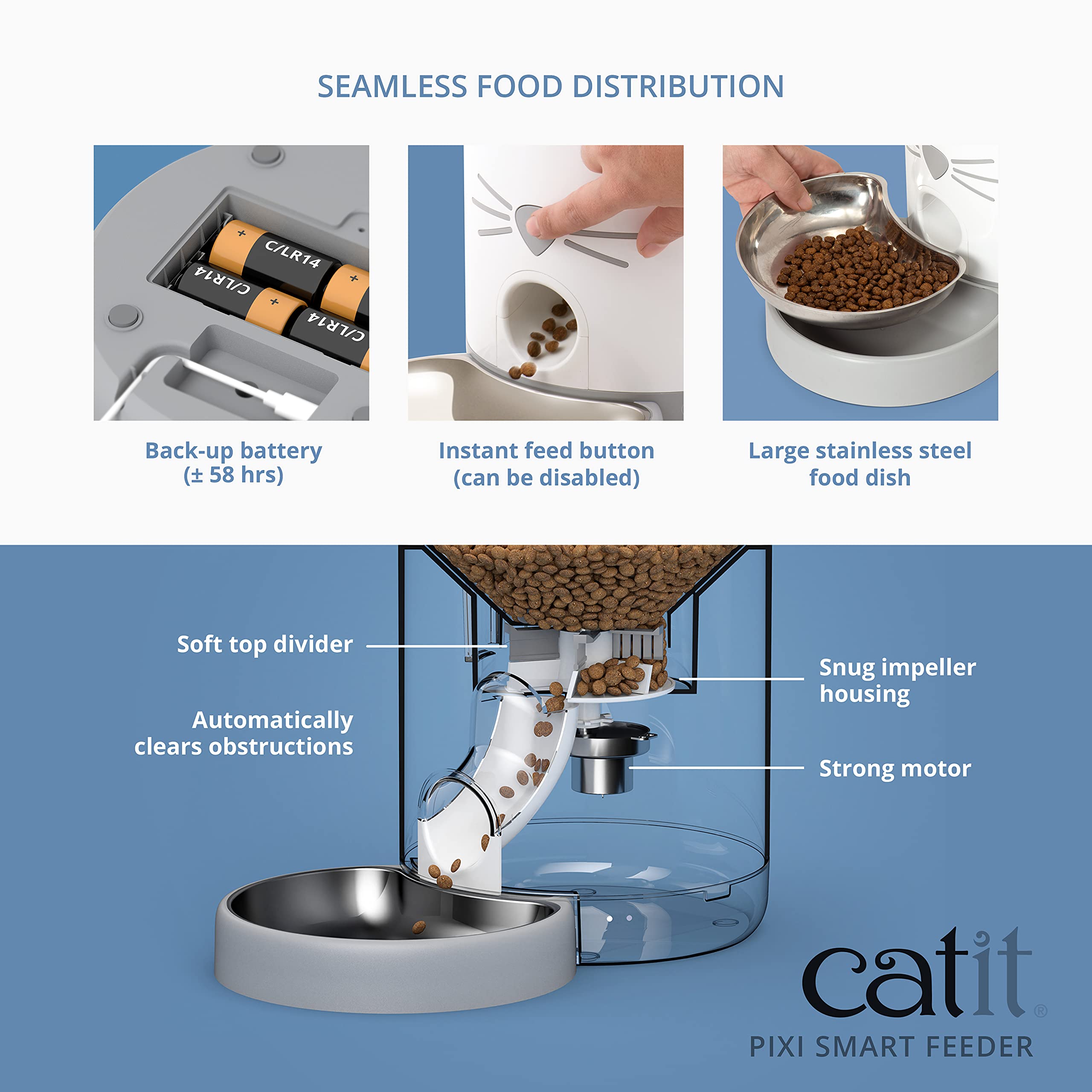 Catit PIXI desiccant pad keeps kibble dry and fresh between meals.