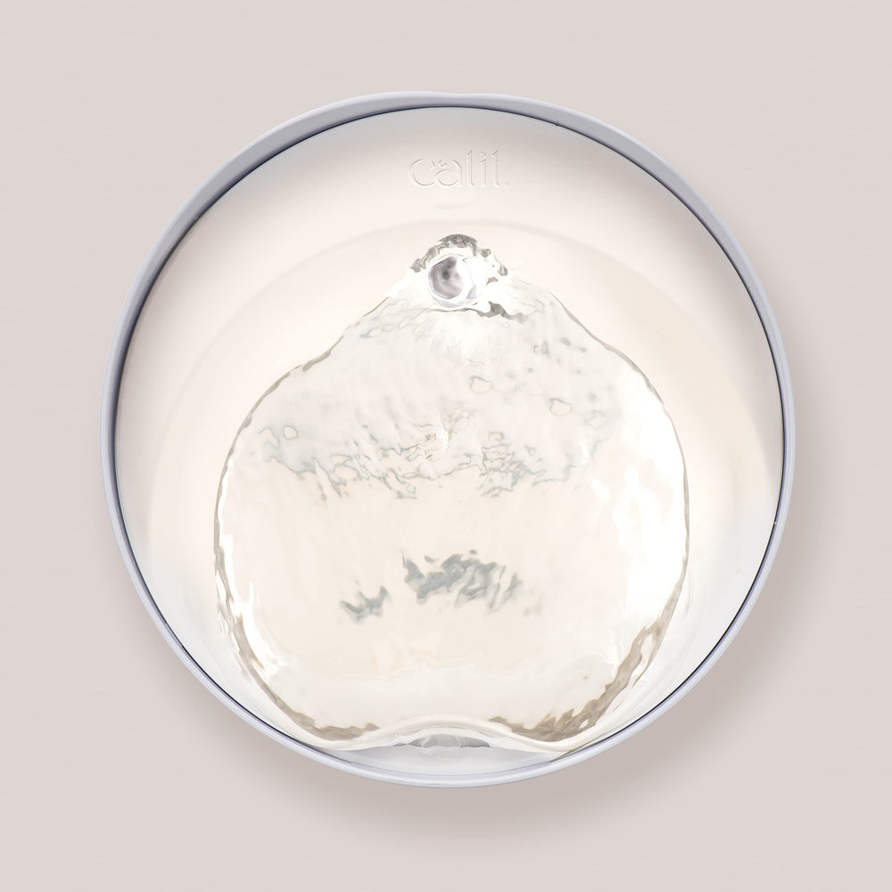 Catit PIXI wide-surface stainless scene highlights whisker-friendly drinking area.