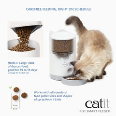 Catit PIXI feeder dispensing precise portions supports healthier eating habits.