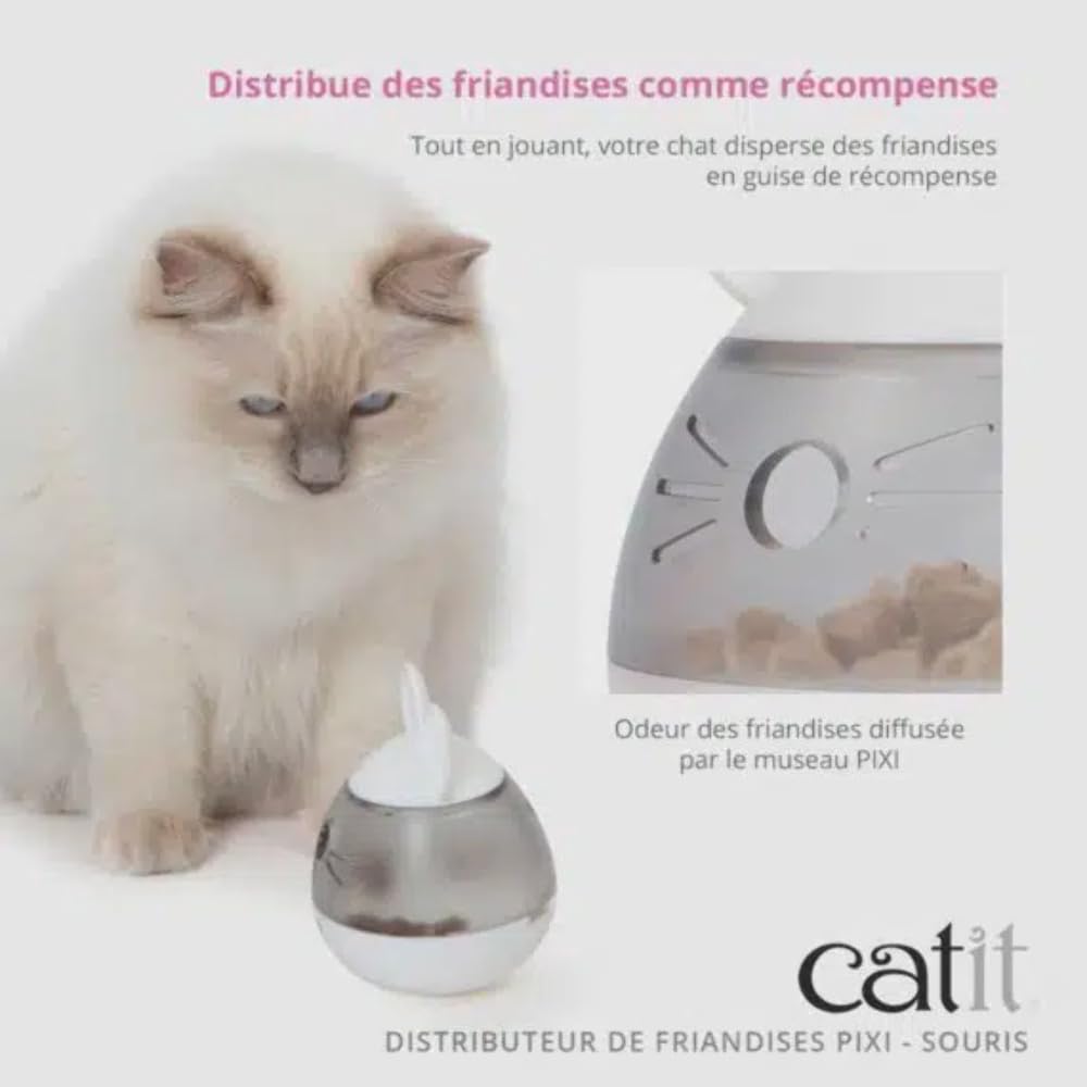 Catit PIXI Treat Dispenser rooster action shows dynamic movement and rewards.