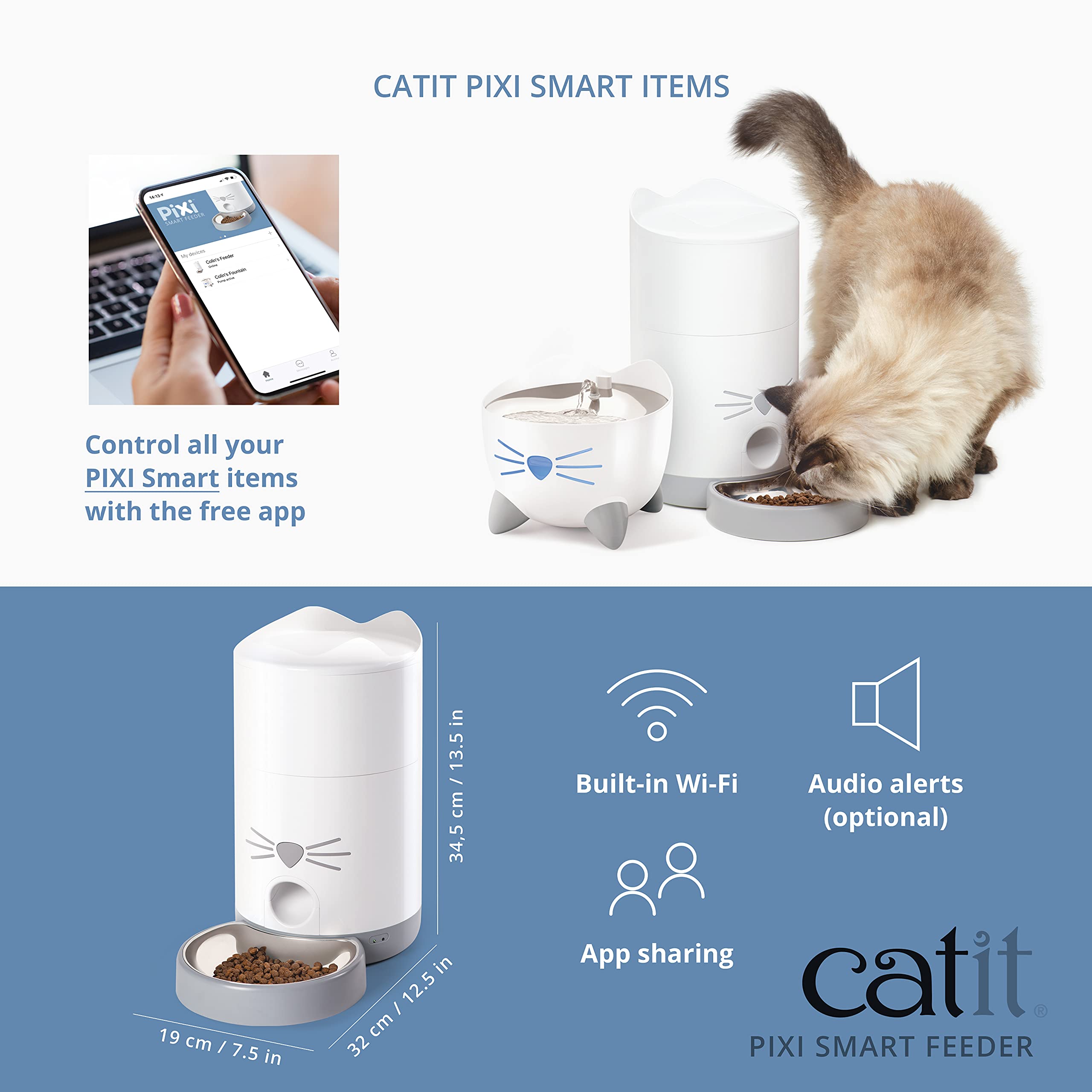 Catit PIXI WiFi setup image demonstrates modern connectivity for convenient feeding.