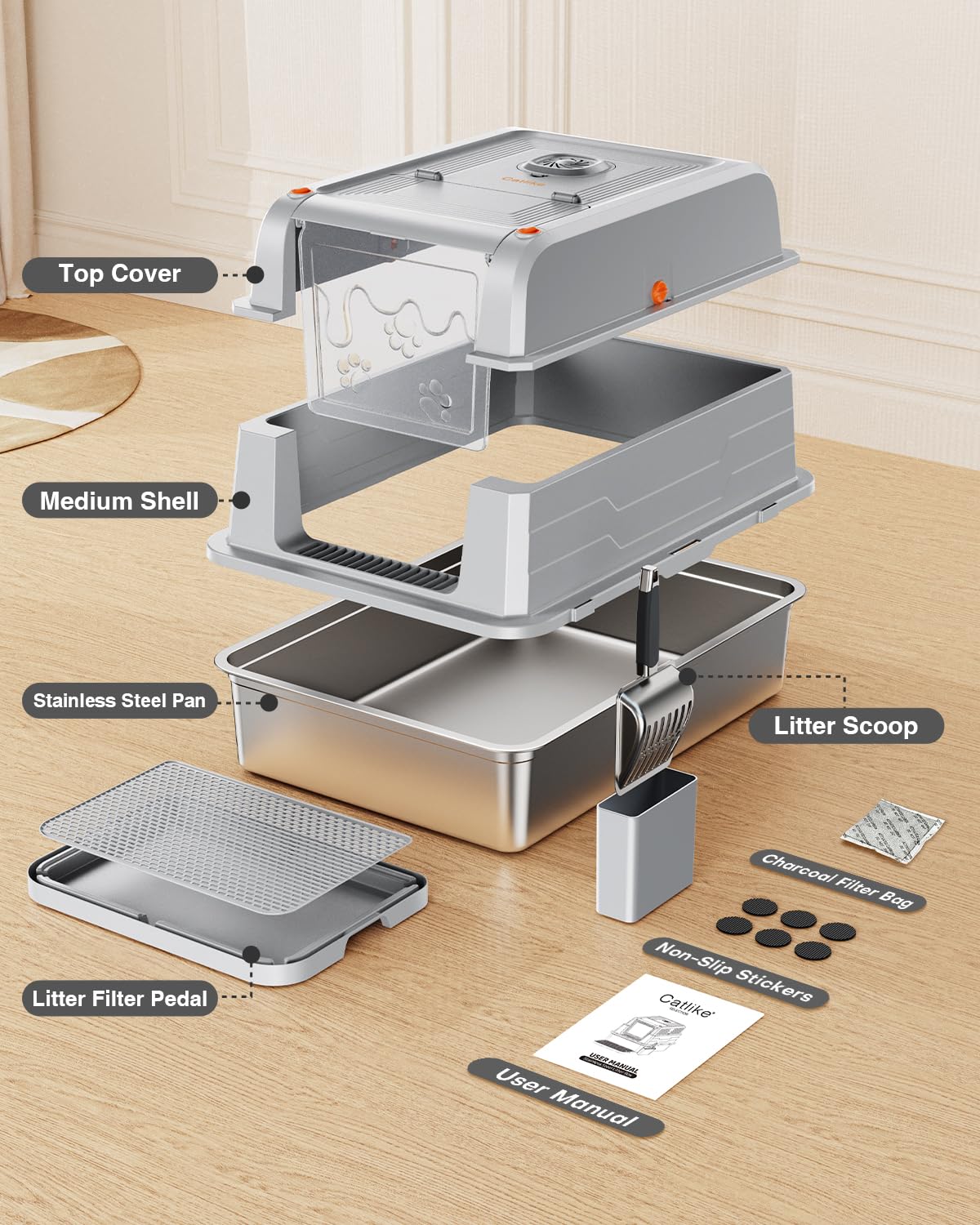 Catlike 152L litter-catch mat pictured with scoop