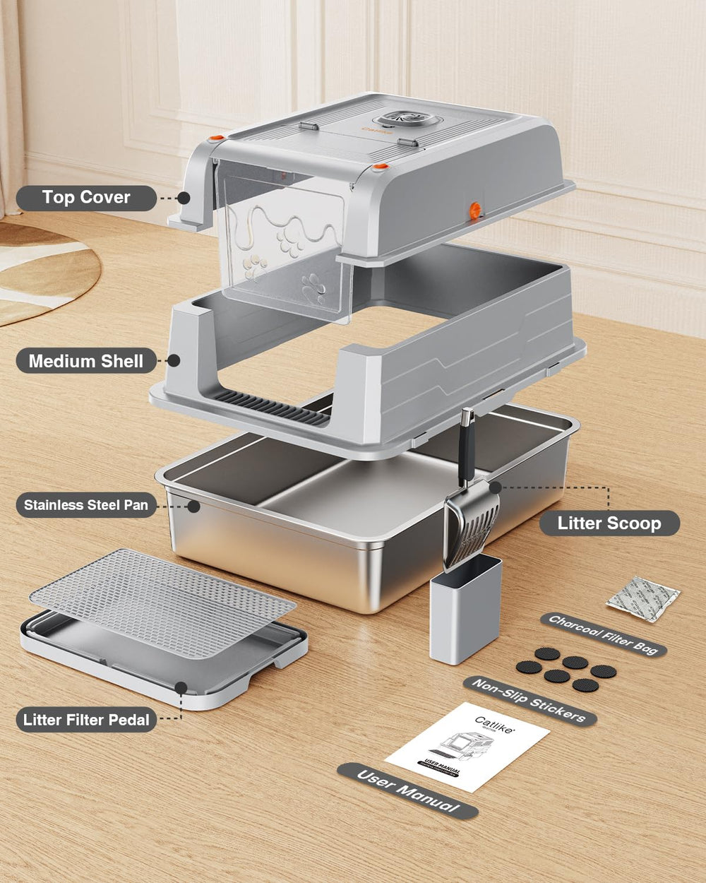 Catlike 152L litter-catch mat pictured with scoop