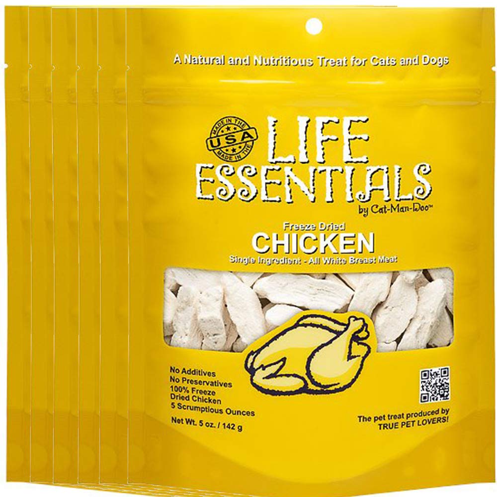 Cat-Man-Doo dried chicken 5oz 6pk front view showing natural rewards