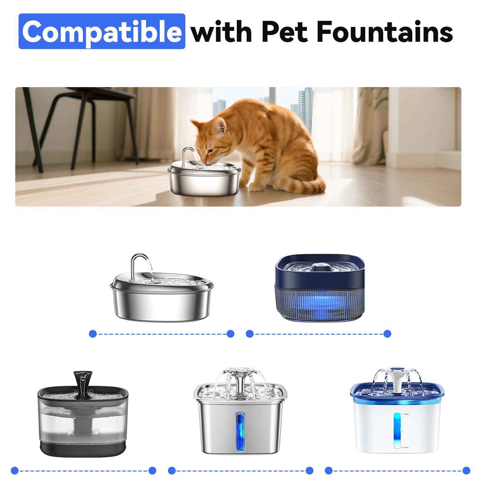 CATOL fountain filter installation enables quick, clean replacement for fresh water.