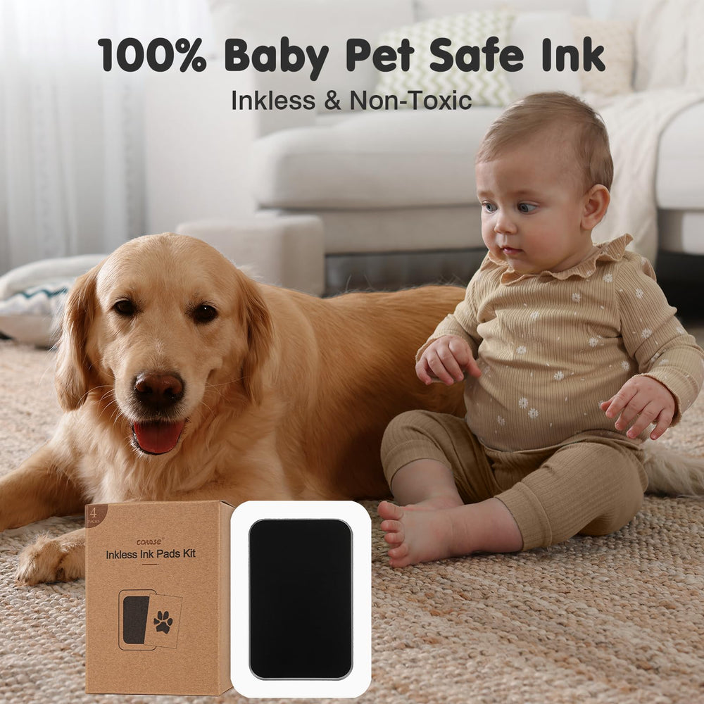 Baby handprint visible on imprint card with Catose inkless pads