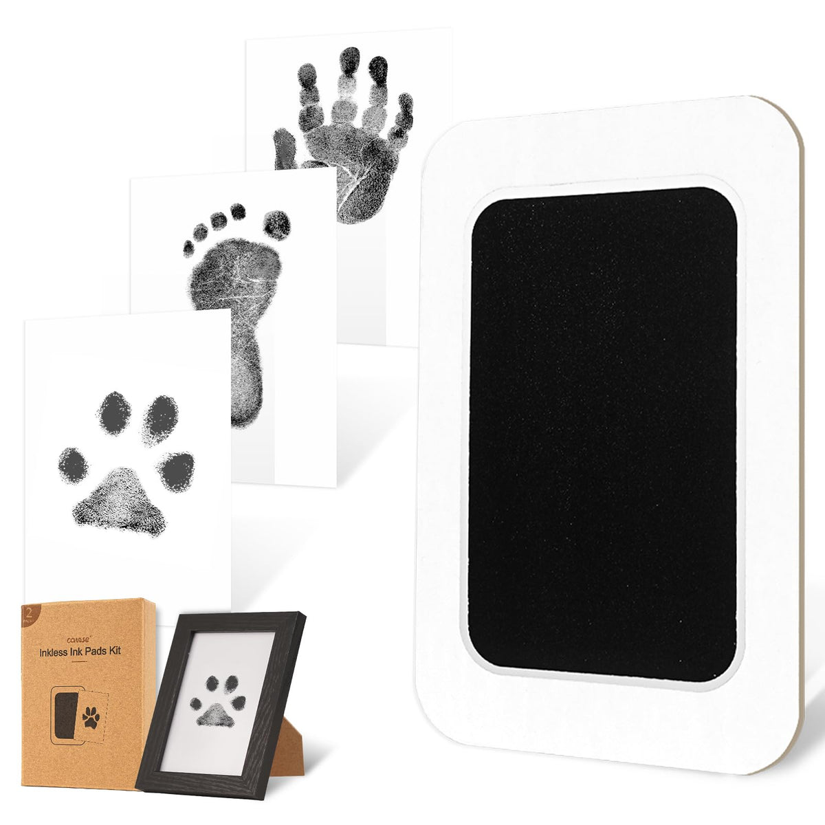 Catose inkless paw print kit shows safe dog nose print for mess-free keepsakes.