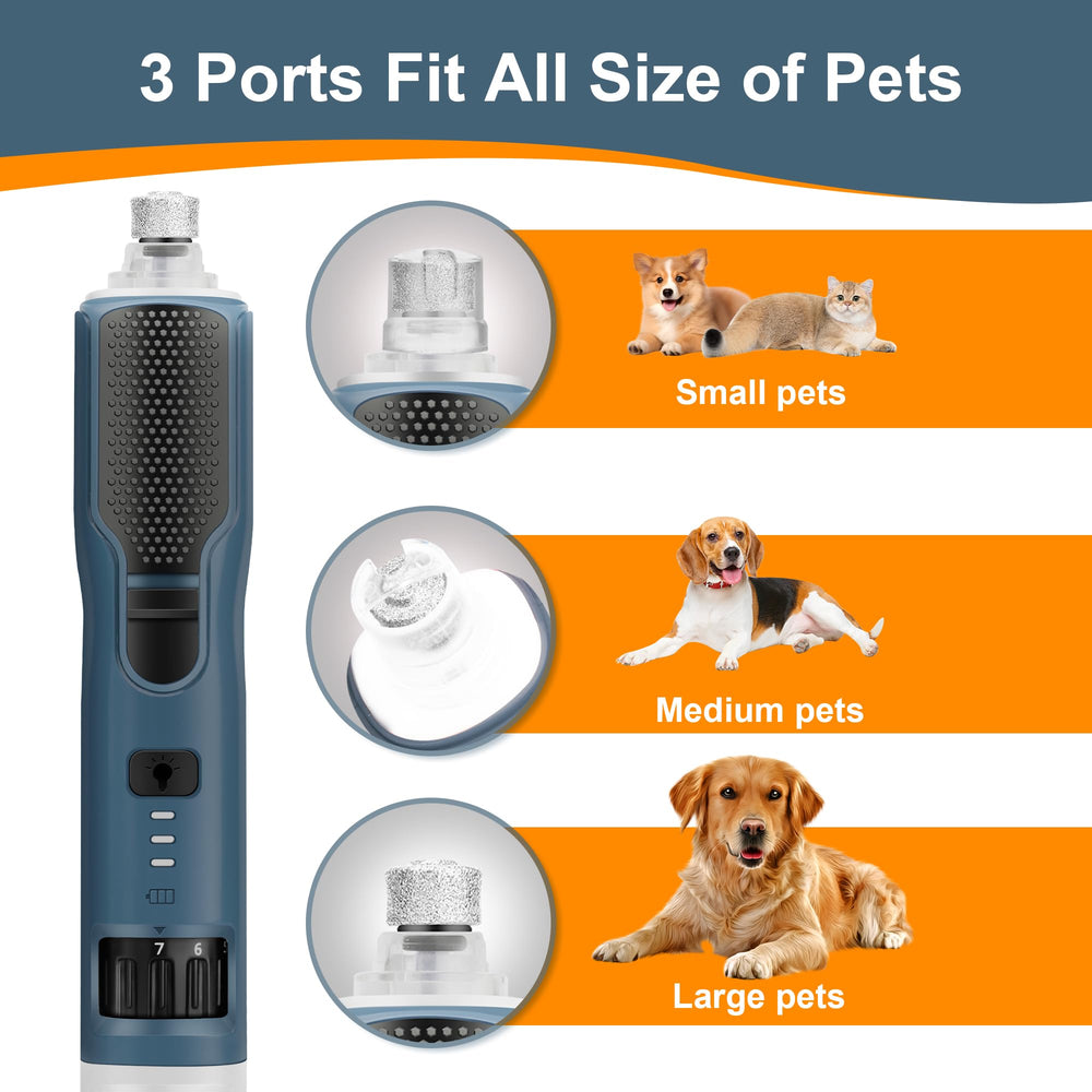 CATPICK dog nail grinder three-port design fits small to large nails.