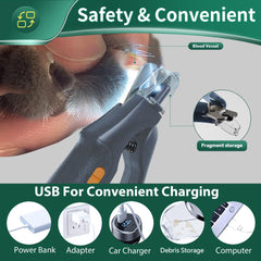 CATPICK dust-cap-equipped clippers collecting nail debris for cleaner trims.