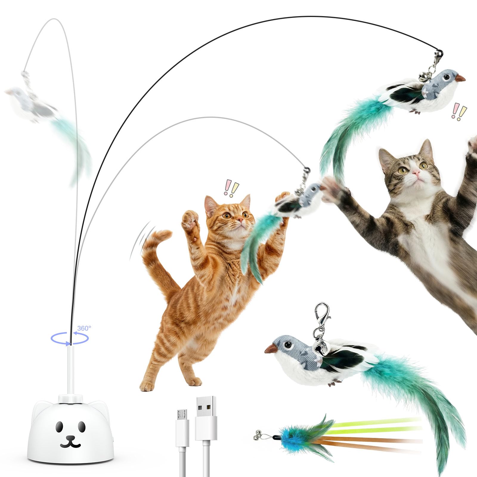 CATPICK interactive-cat-toy-suction-base with flying-bird for indoor enrichment.