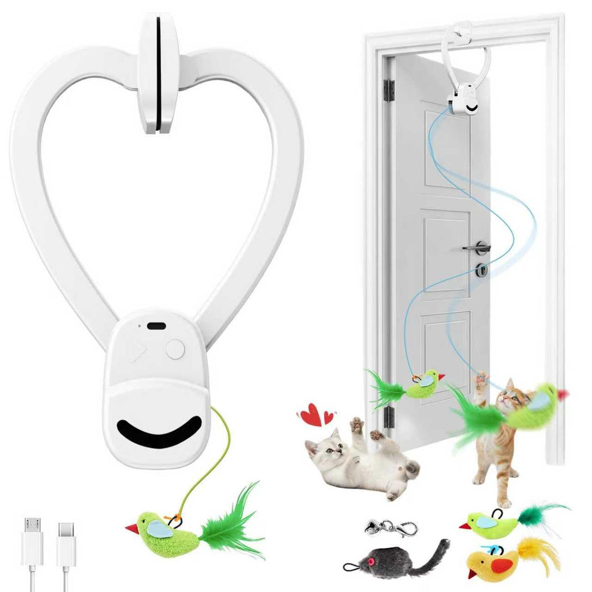 CATPICK interactive doorway flying bird toy entices indoor cats with lifelike motion for enrichment.
