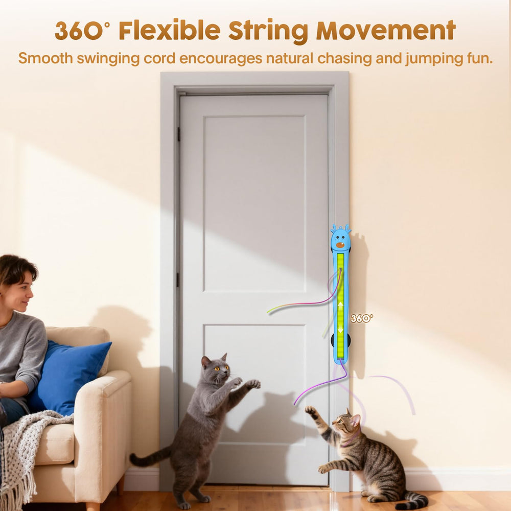 Catpick Joy 360-degree swinging motion attracts paws and promotes active play.