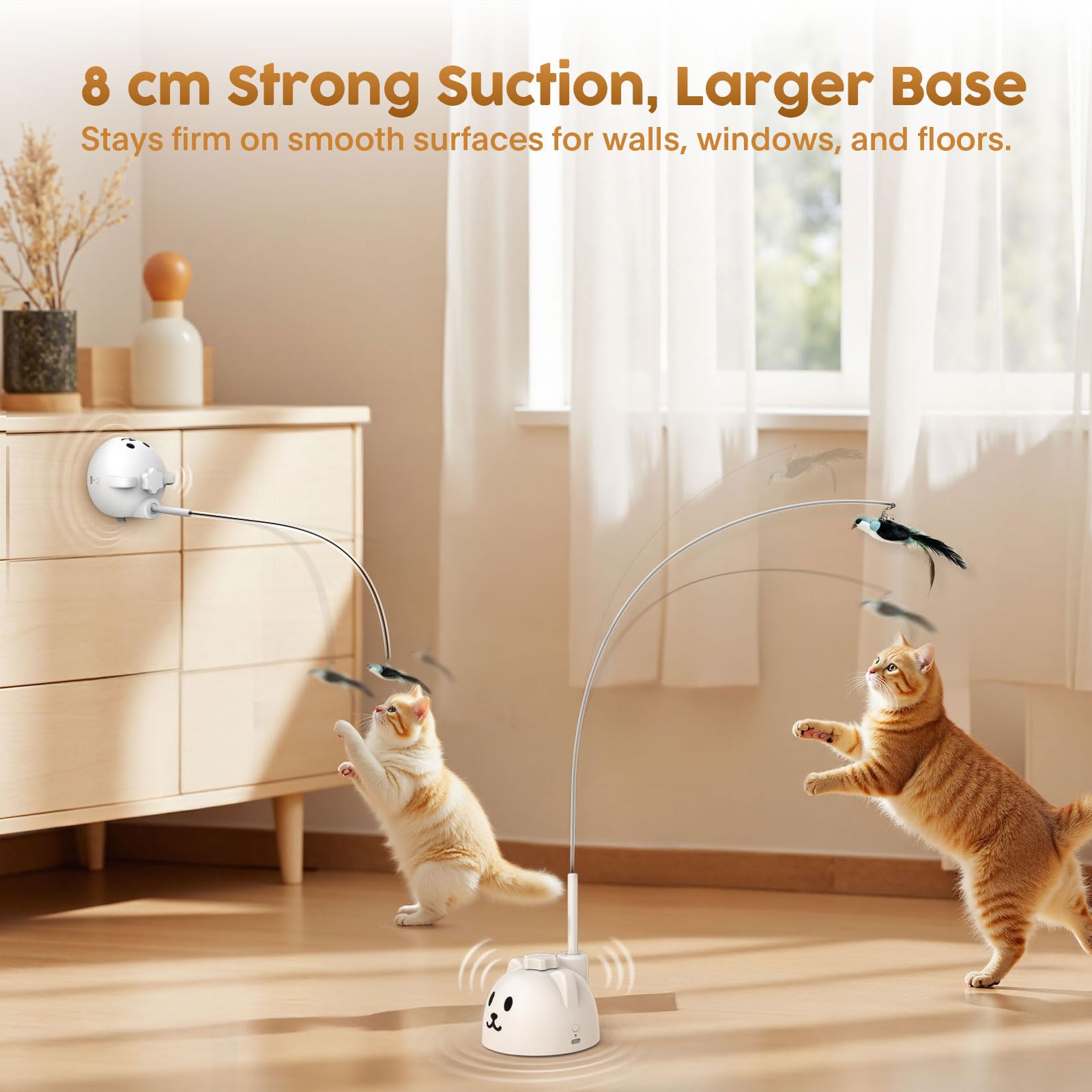 Catpick joy 8cm suction base keeps the toy securely attached during play