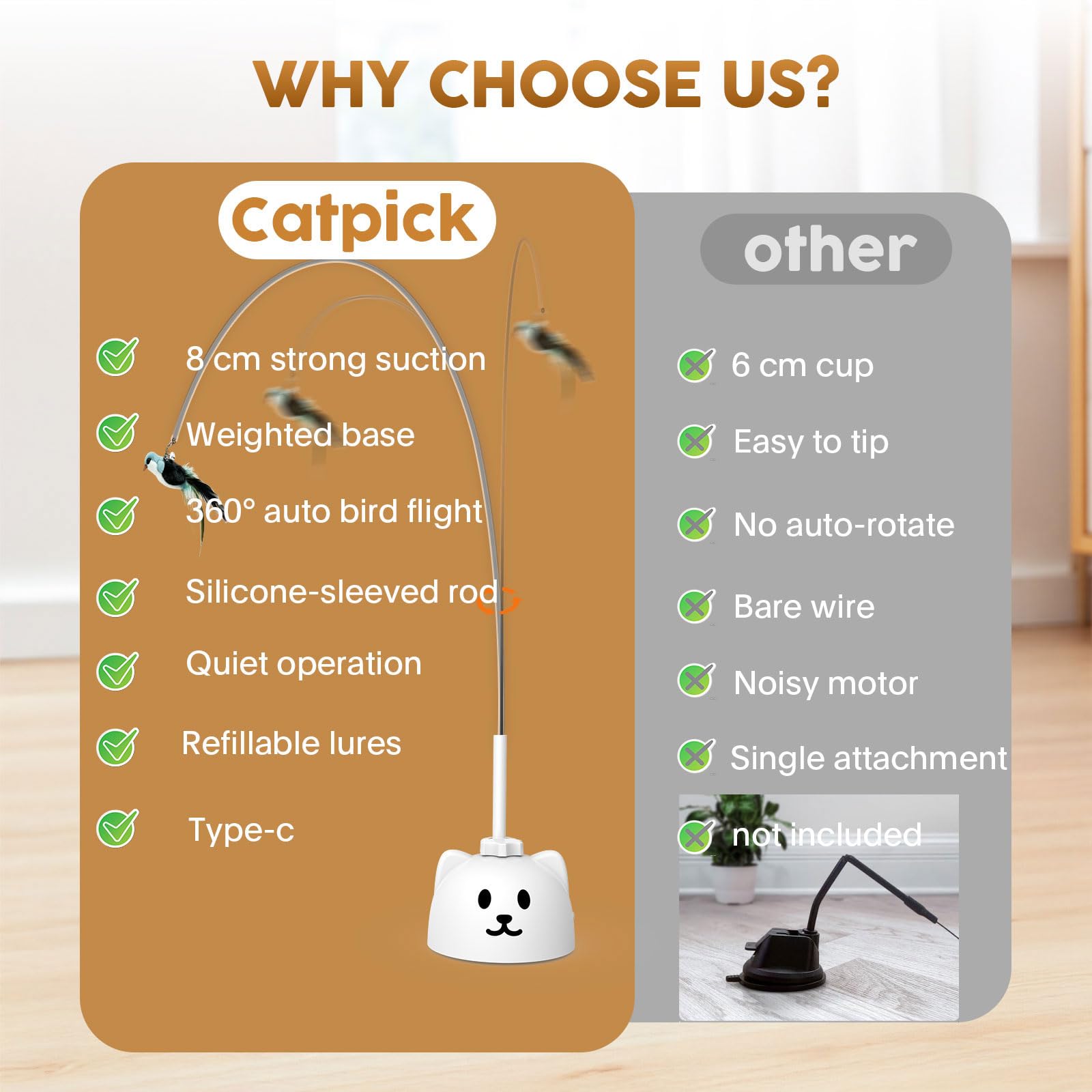 Catpick joy indoor play session shows calm, focused cat enrichment
