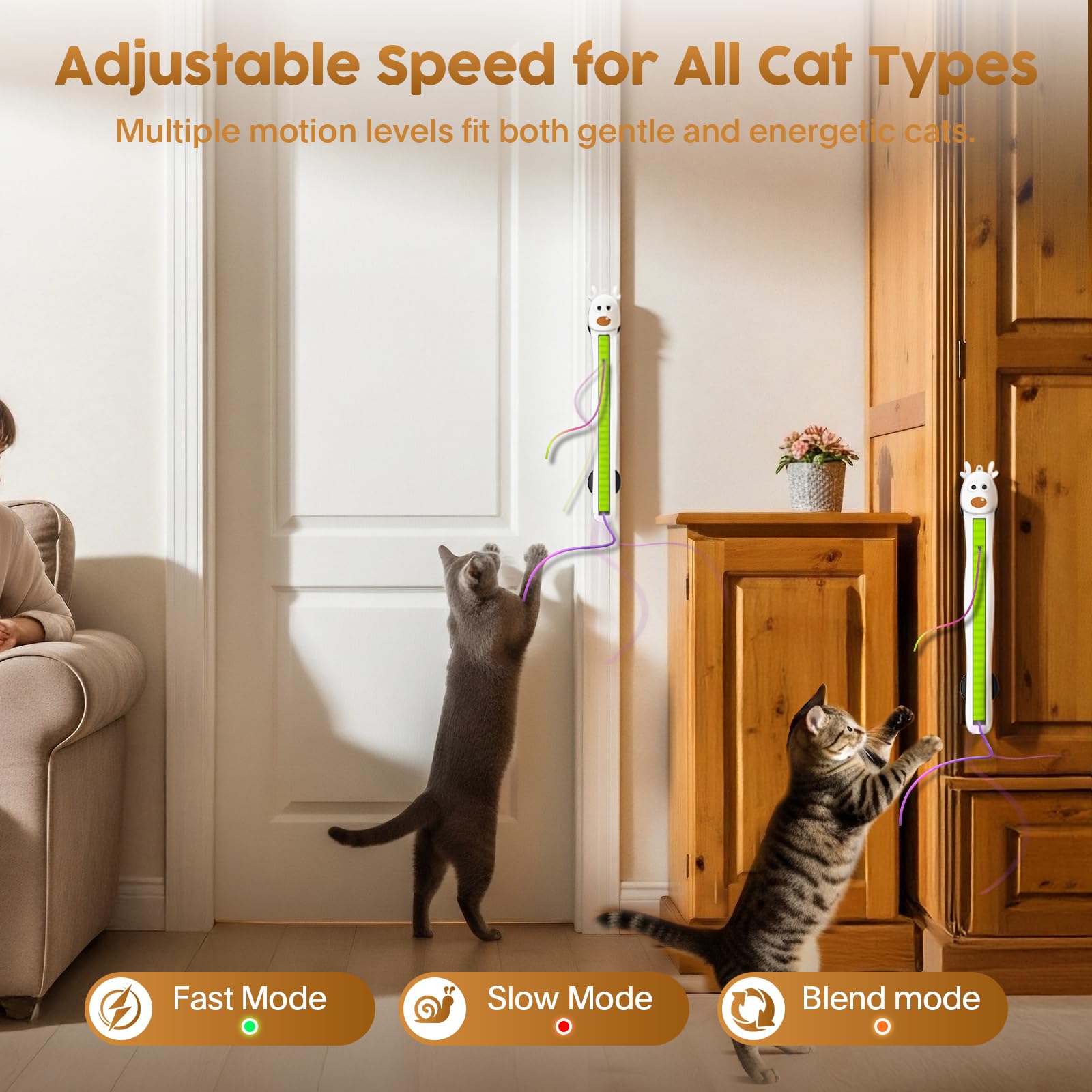 Catpick Joy rechargeable cat toy side angle long-lasting energy for daily self-play enrichment