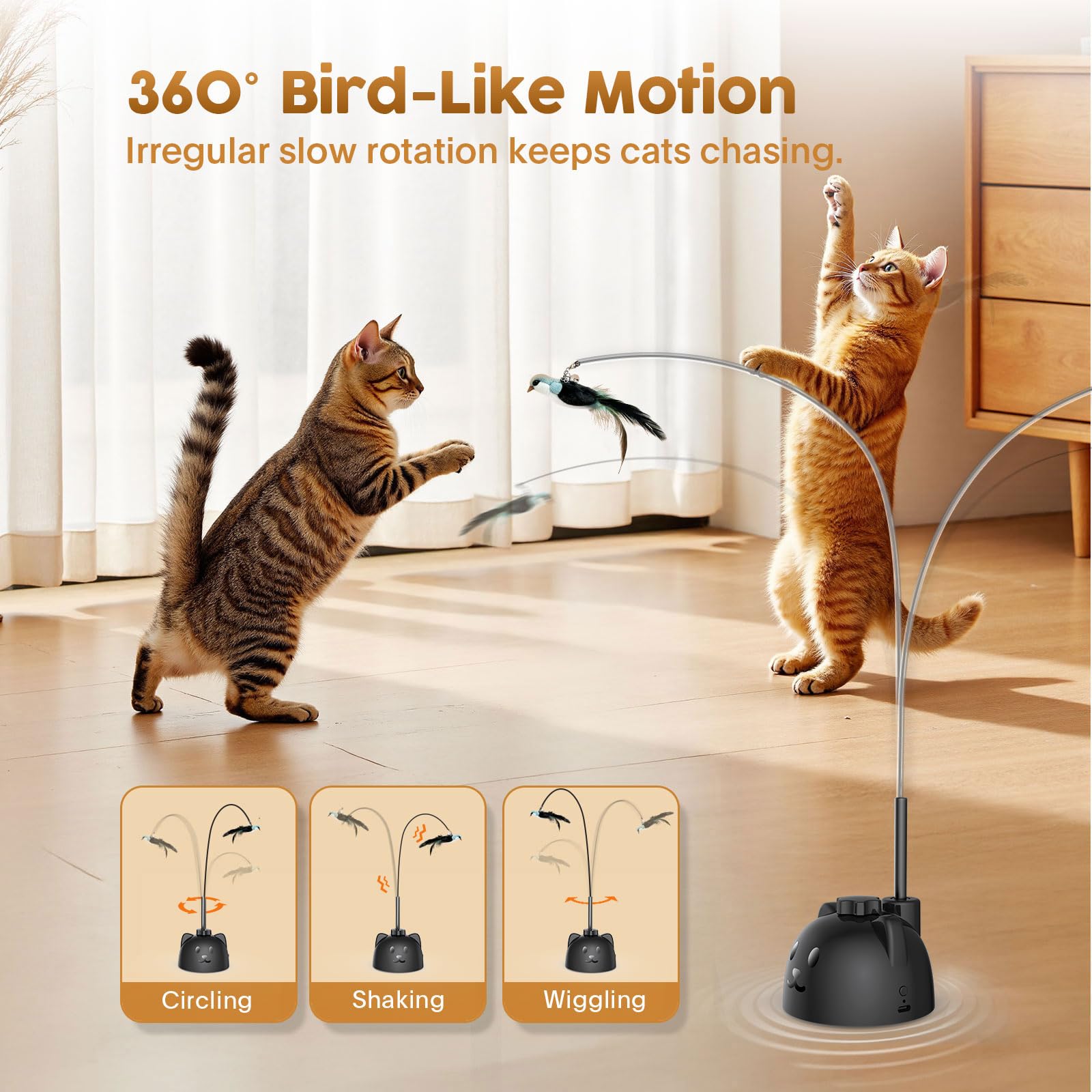 Catpick Joy silicone-sleeved-rod protects furniture during wand play sessions.