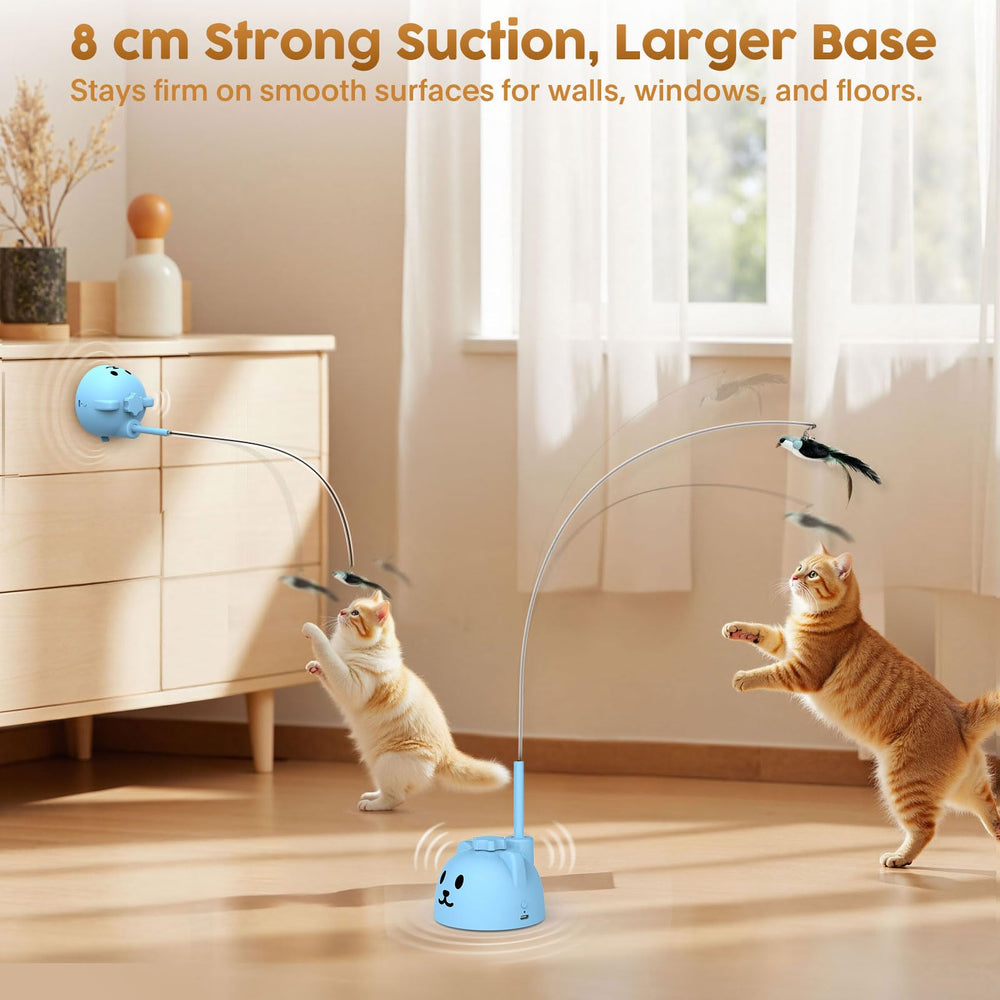 Catpick Joy silicone-sleeved-rod provides safe flex during feather wand play.
