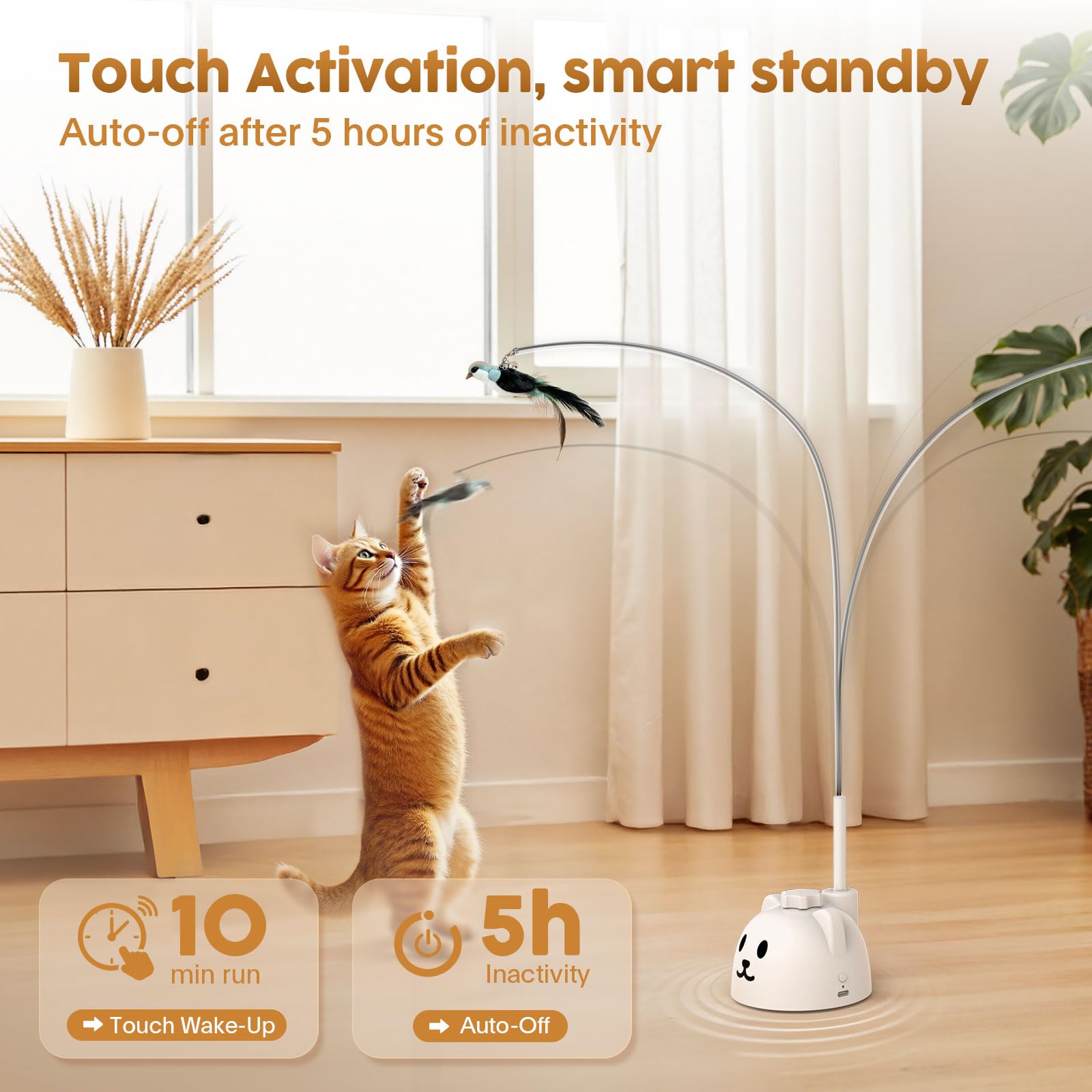 Catpick joy USB recharge makes setup quiet and convenient for apartments