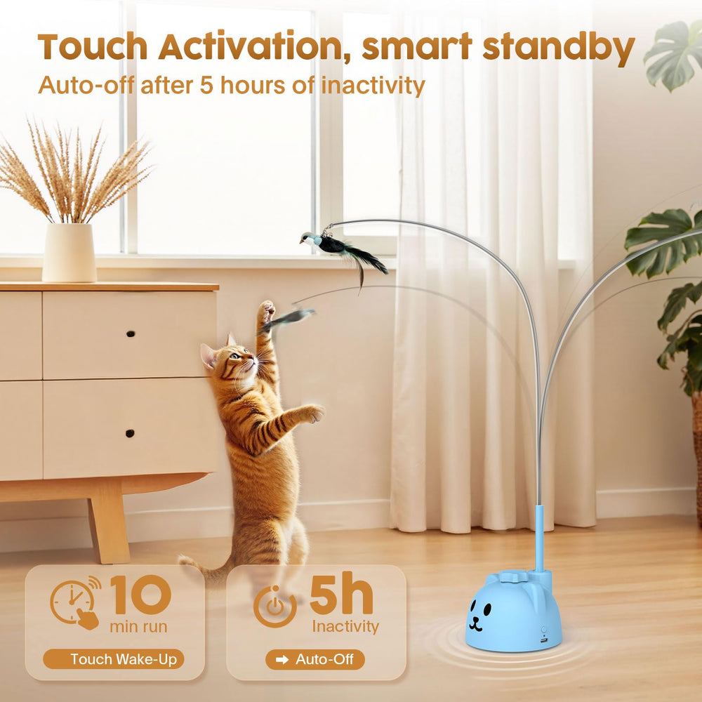 Catpick Joy usb-rechargeable powers quiet, cordless sessions for apartments and homes.
