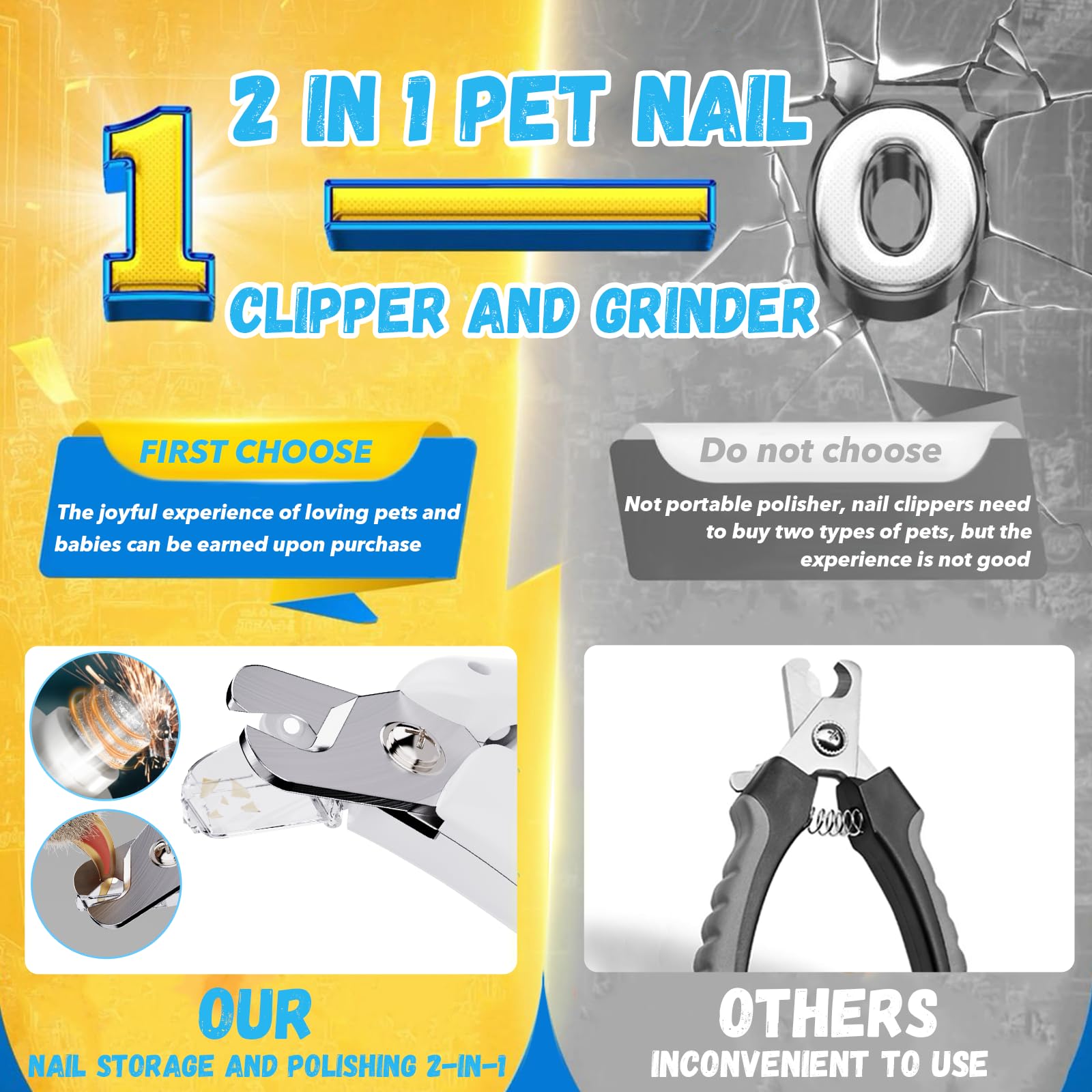 CATPICK low-noise design reduces pet anxiety during trimming.