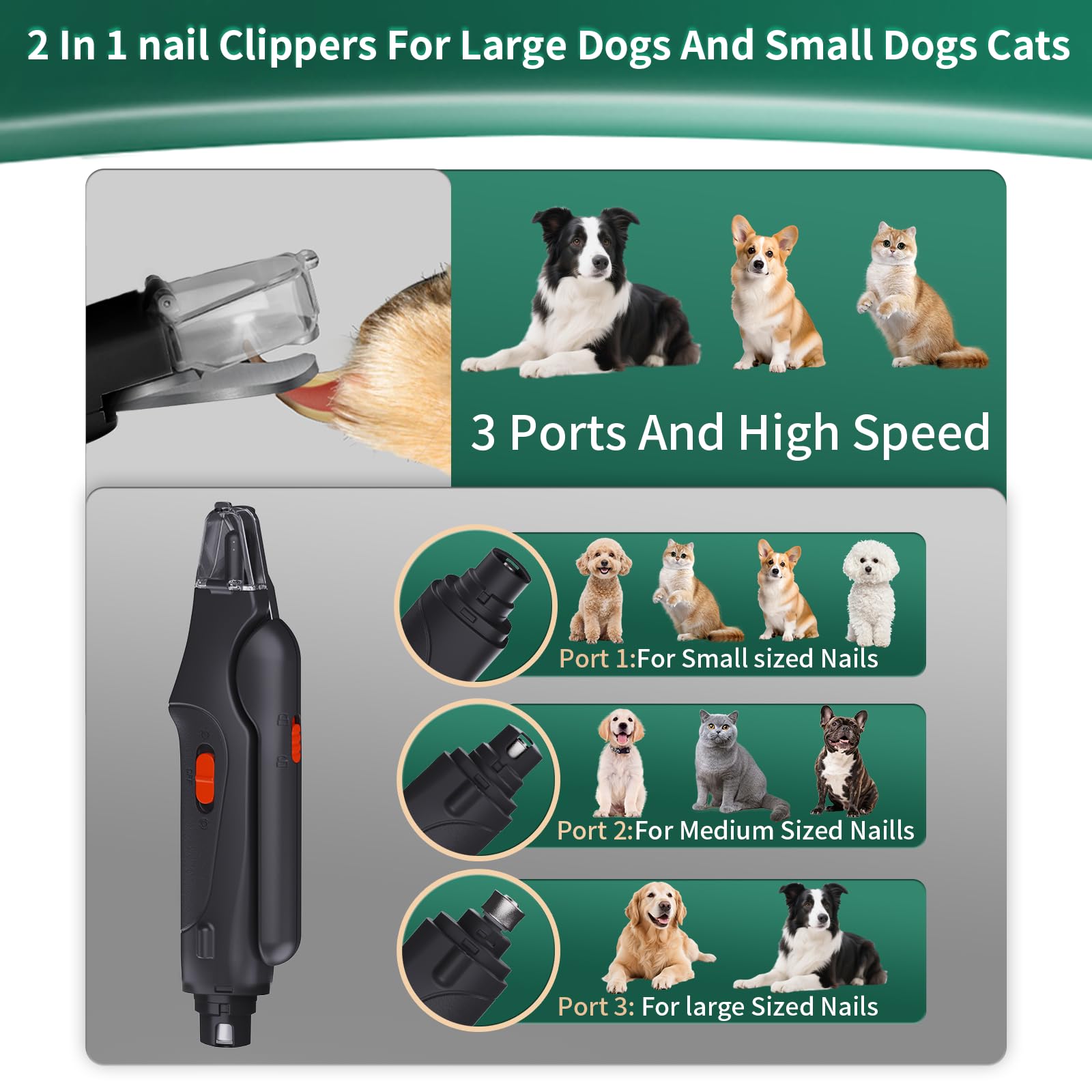 CATPICK USB-rechargeable clipper is convenient for home or travel.
