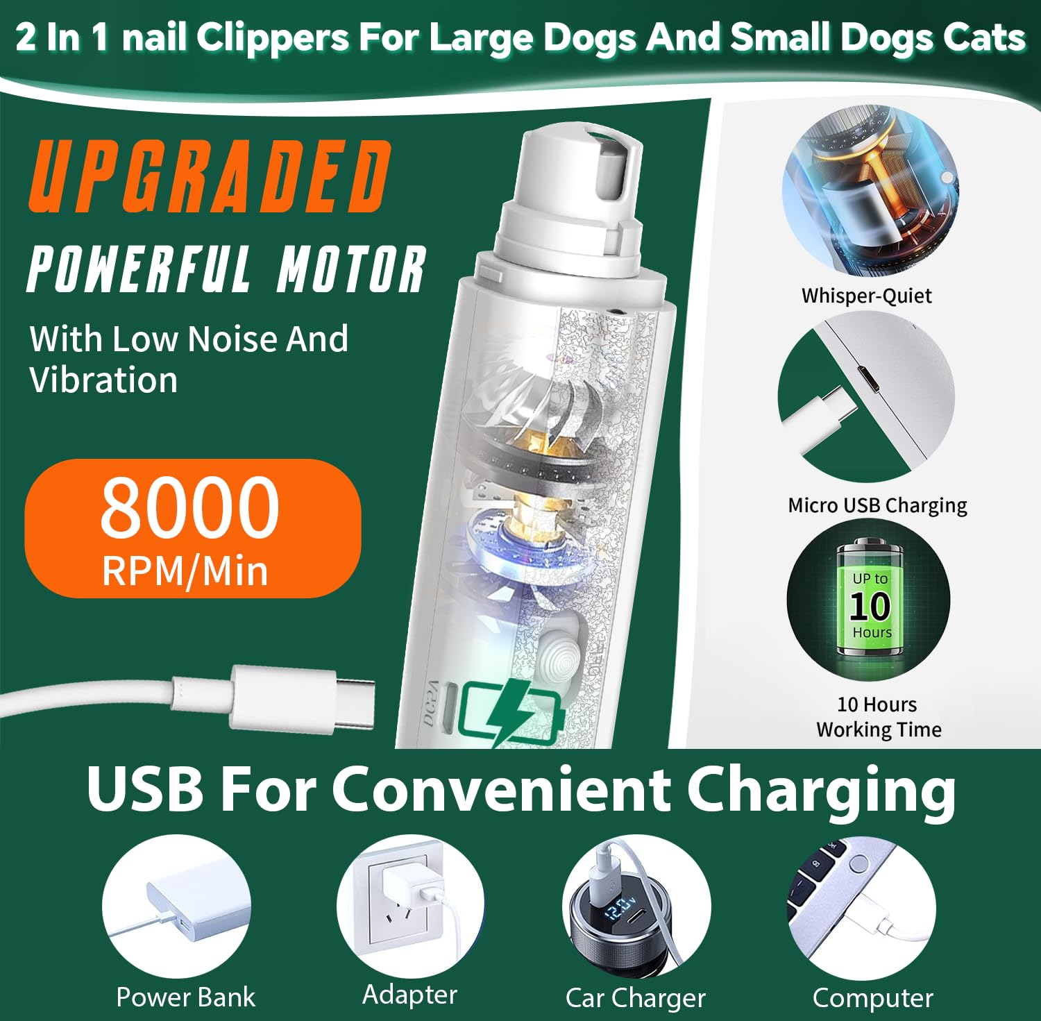 CATPICK USB rechargeable nail clipper image for convenient charging.