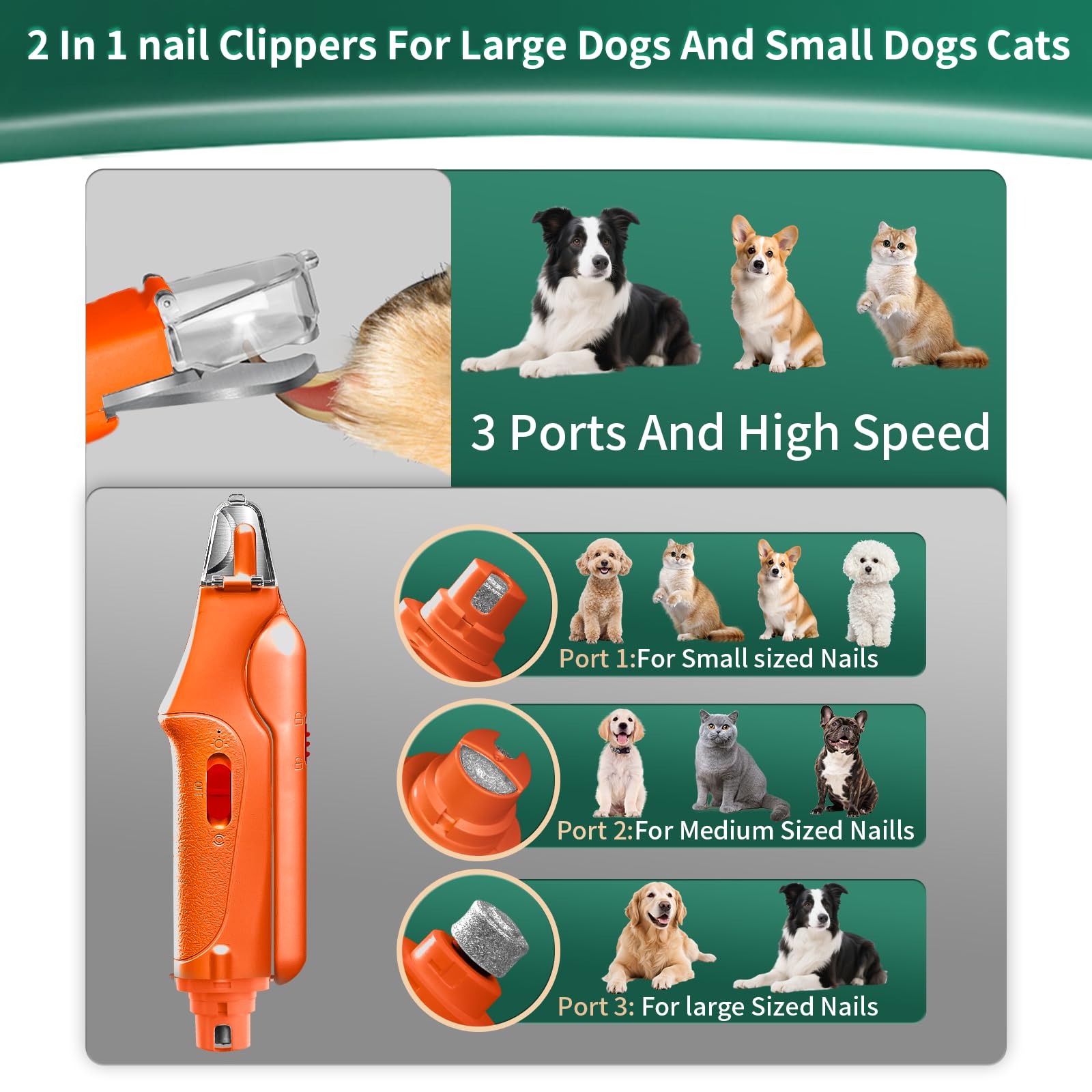 CATPICK USB rechargeable pet nail trimmer for convenient charging.