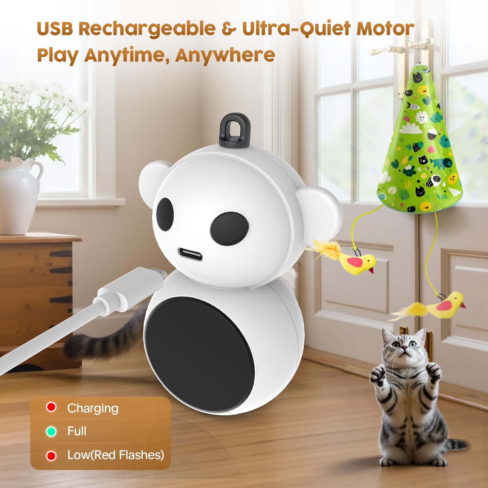 Catpick joy door-handle hanging toy creates vertical hide-and-seek play in small spaces.