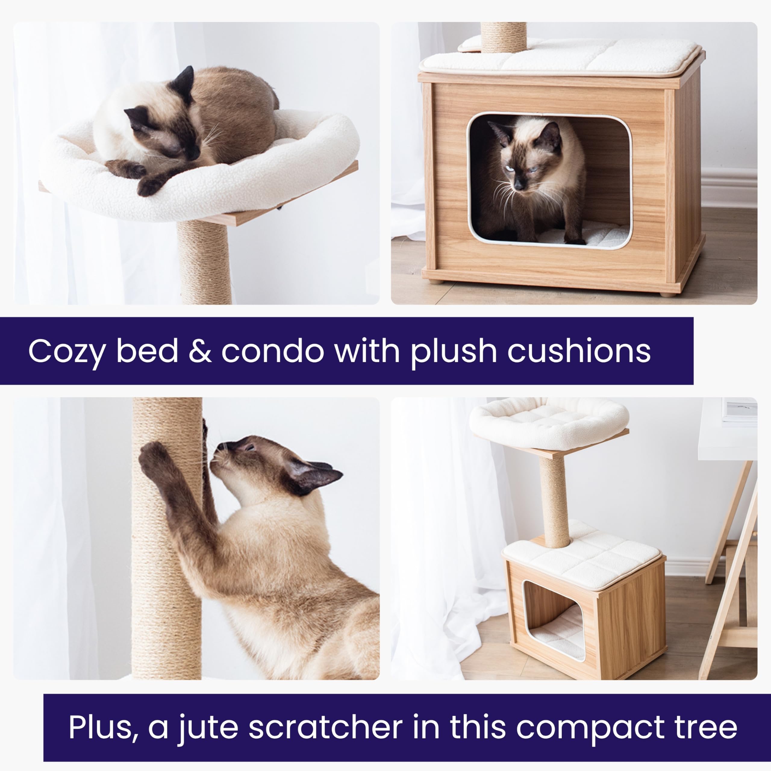 Catry cat-tree large base shows stable footprint.