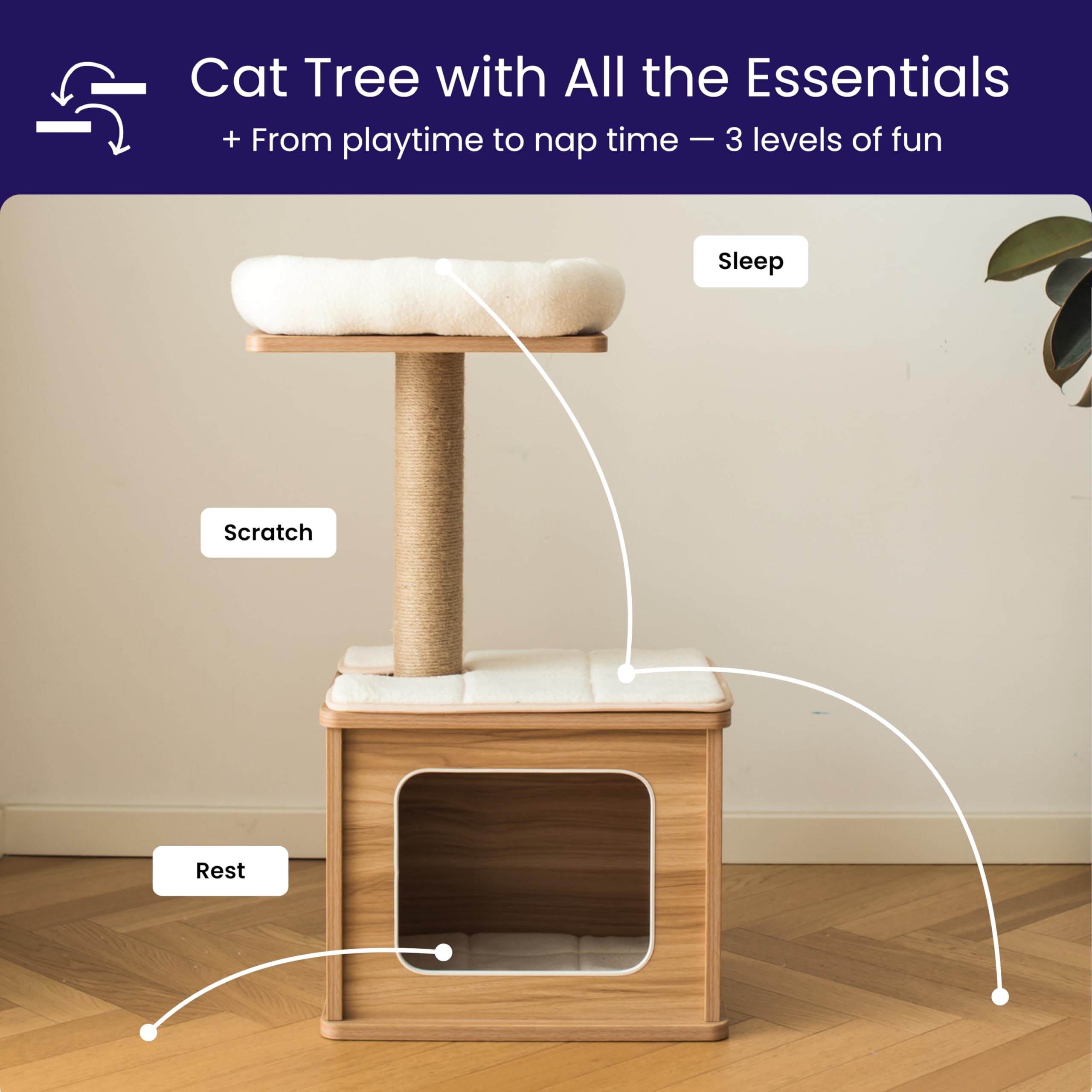 Catry natural jute post for satisfying scratching and exercise.