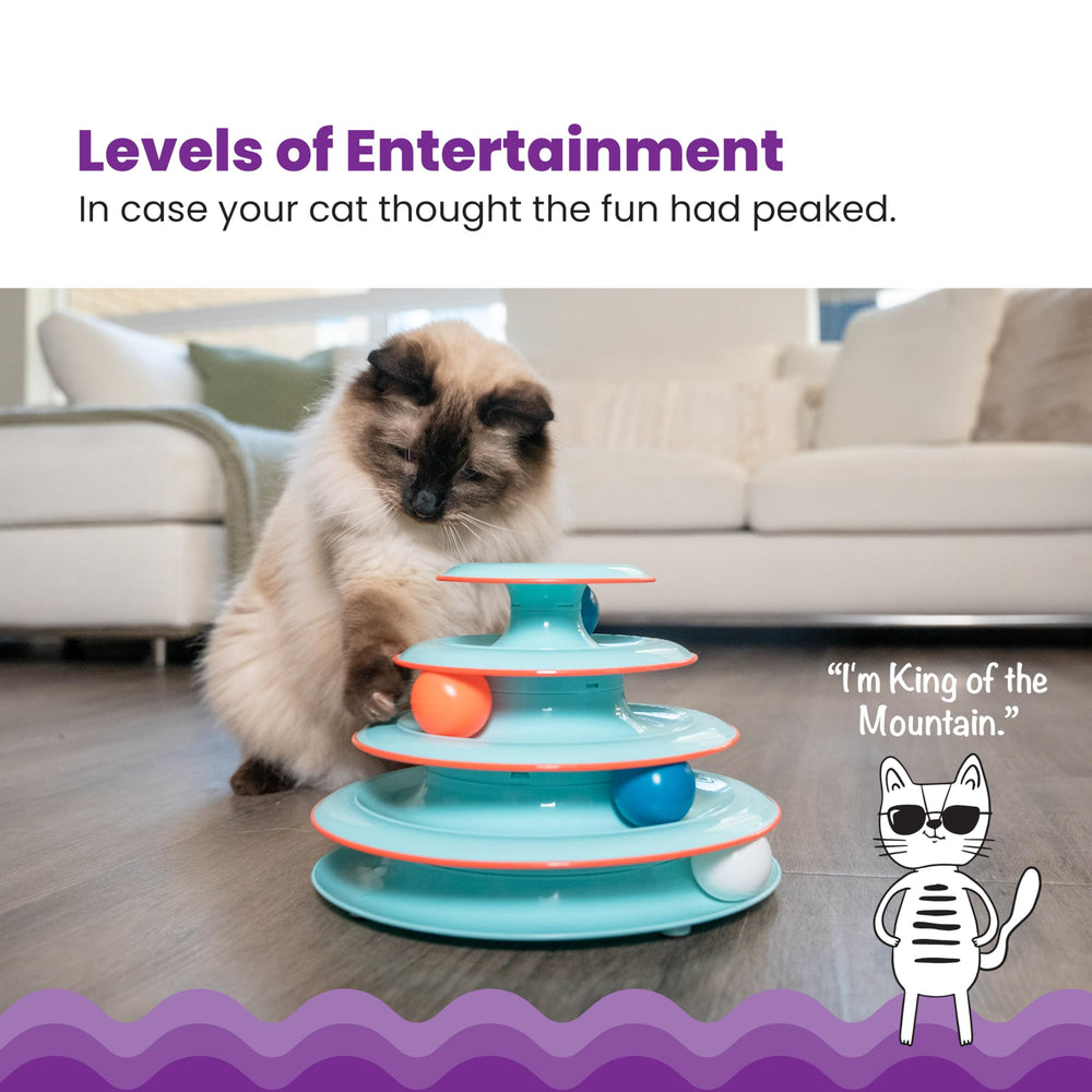 Catstages Chase Meowtain 4-Tier level 1 ball close-up encourages paw-swiping play.