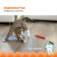 Catstages Green Magic Dynamite Stick catnip toy in batting action supports playful hunting instincts.