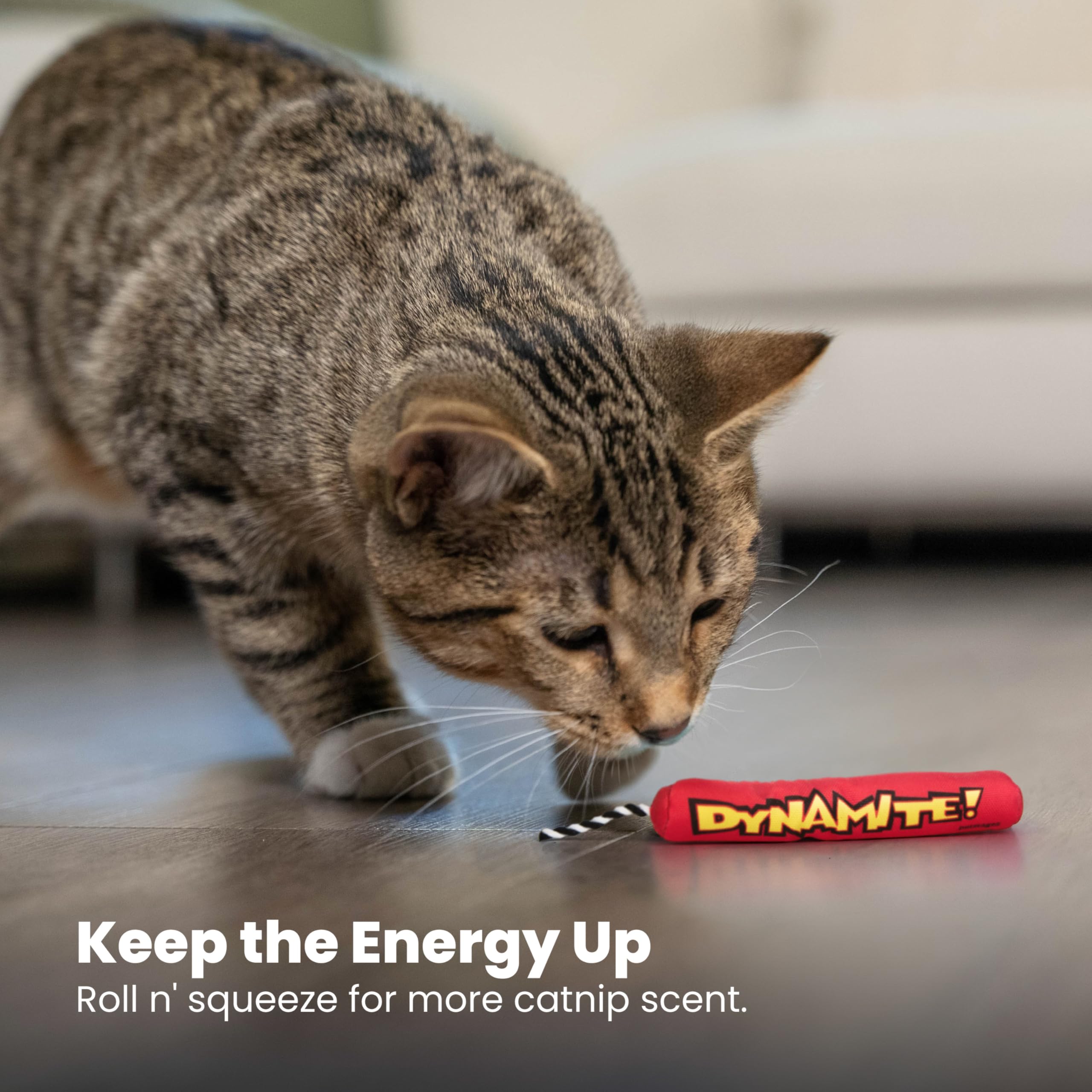 Catstages Green Magic Dynamite Stick catnip toy compact size suits kicking and batting games.