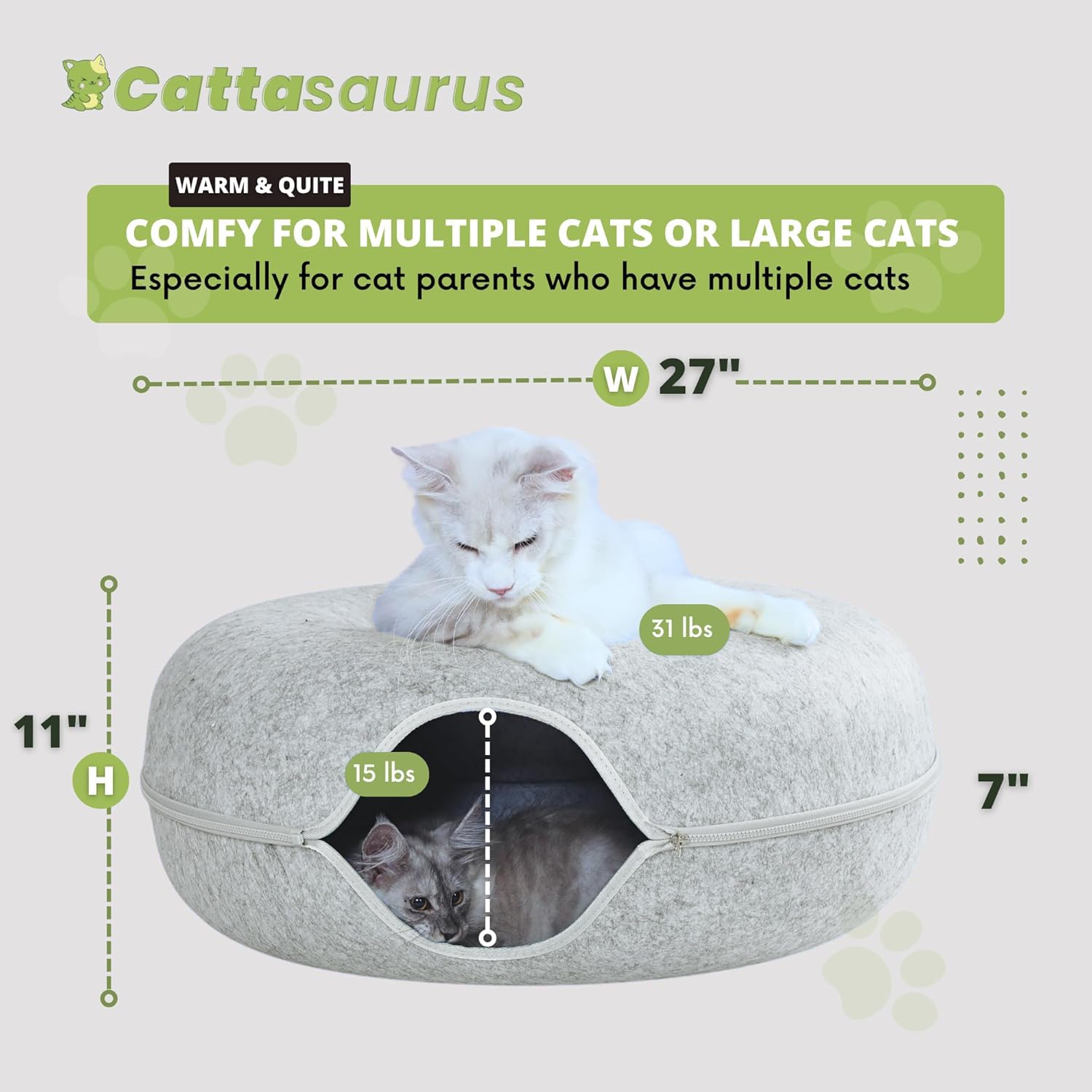 Cattasaurus cat cave room-decor fit blends with modern decor while offering a cozy hideaway