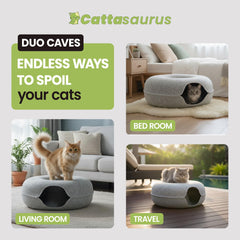 Cattasaurus cat donut bed top view reveals plush, snug resting perch