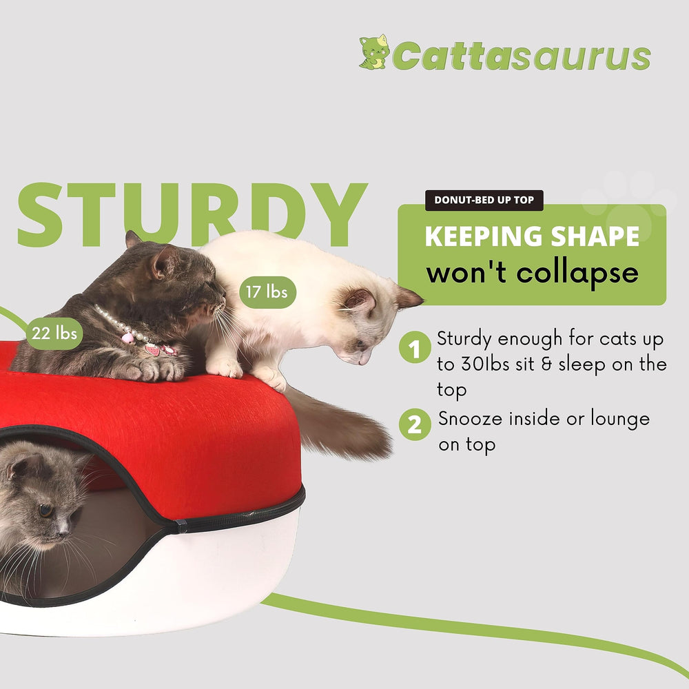 Cattasaurus Peekaboo cat cave color options in light gray, dark gray, blue, pink for décor fit.