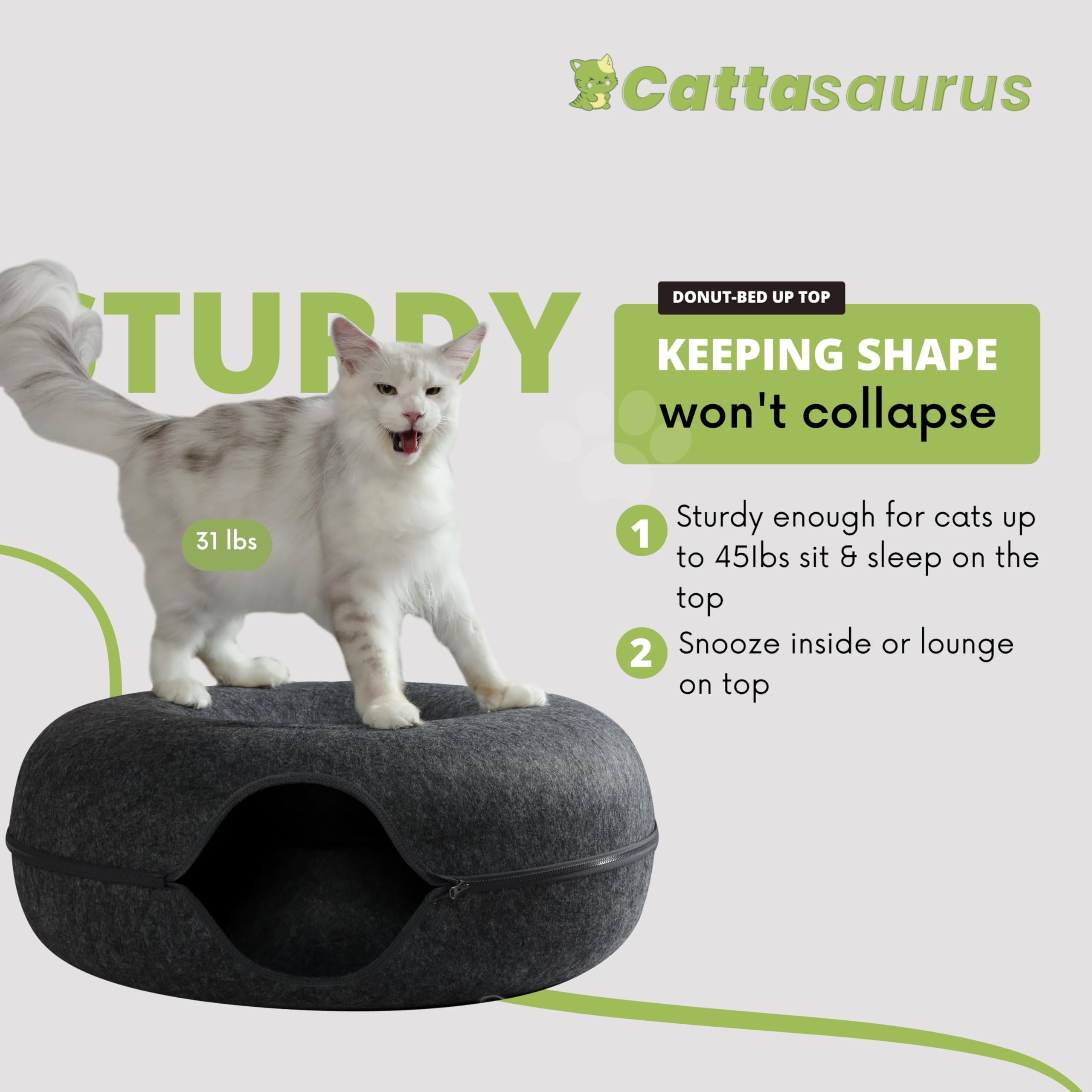 Cattasaurus Peekaboo cat cave with peephole for interactive play