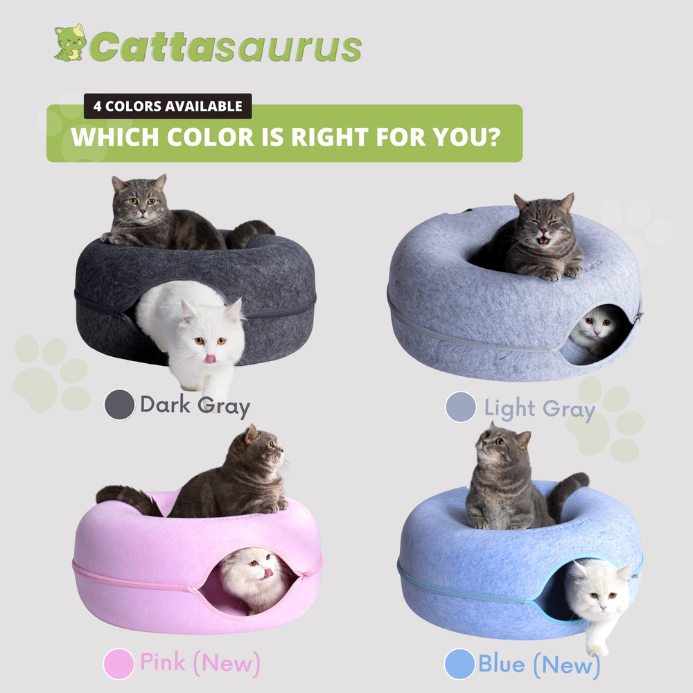 Cattasaurus Peekaboo cat cave storage recess adds handy organization.